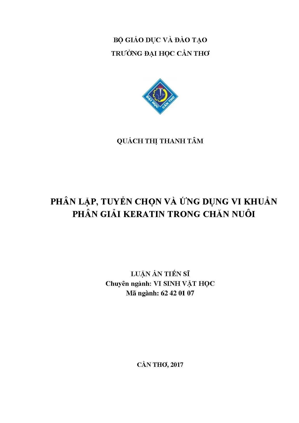 Phân lập vi khuẩn phân giải keratin trong chăn nuôi
