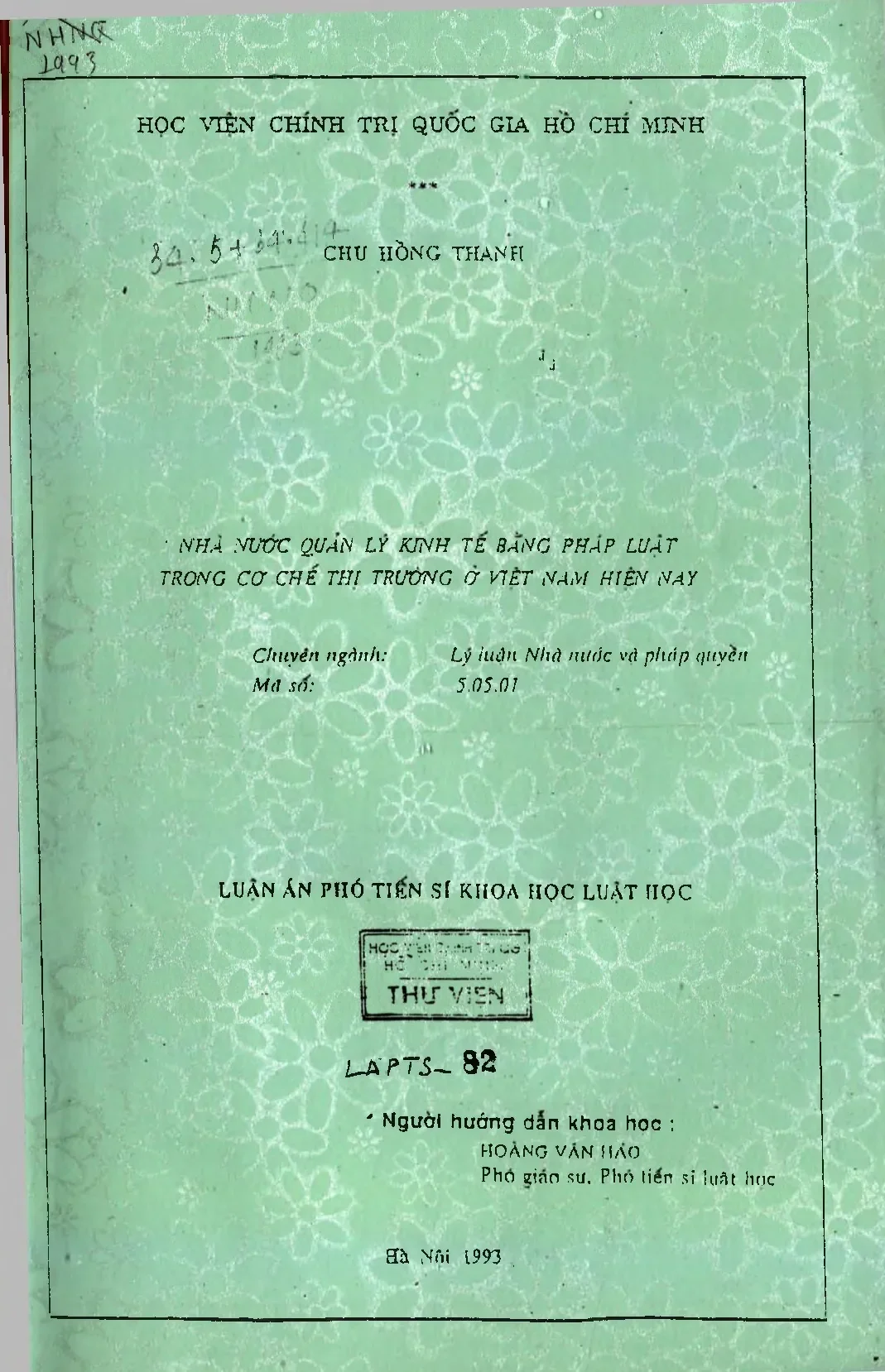 Luận án nhà nước quản lý kinh tế bằng pháp luật trong cơ chế