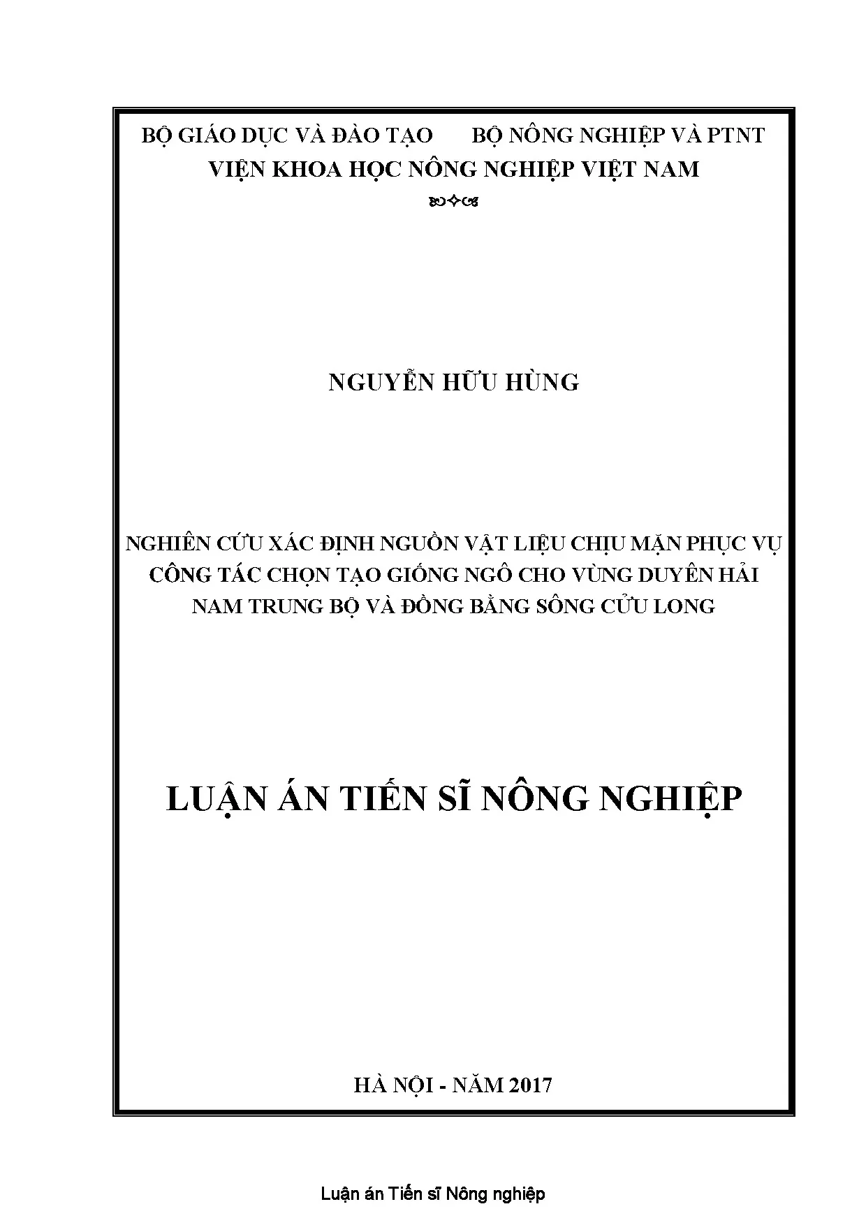 Nguồn vật liệu chịu mặn, chọn tạo giống ngô Việt Nam