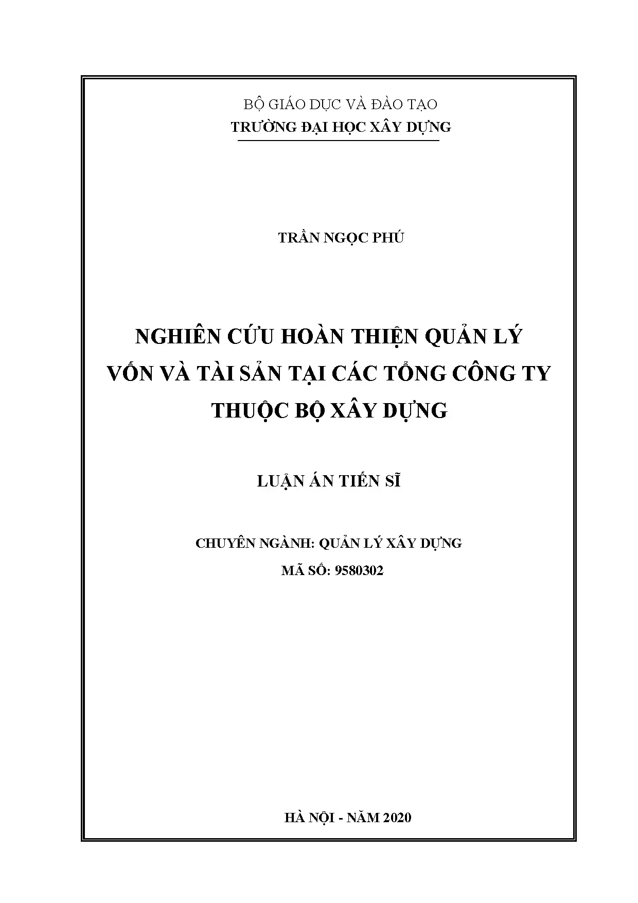 Quản lý vốn tài sản tại tổng công ty xây dựng