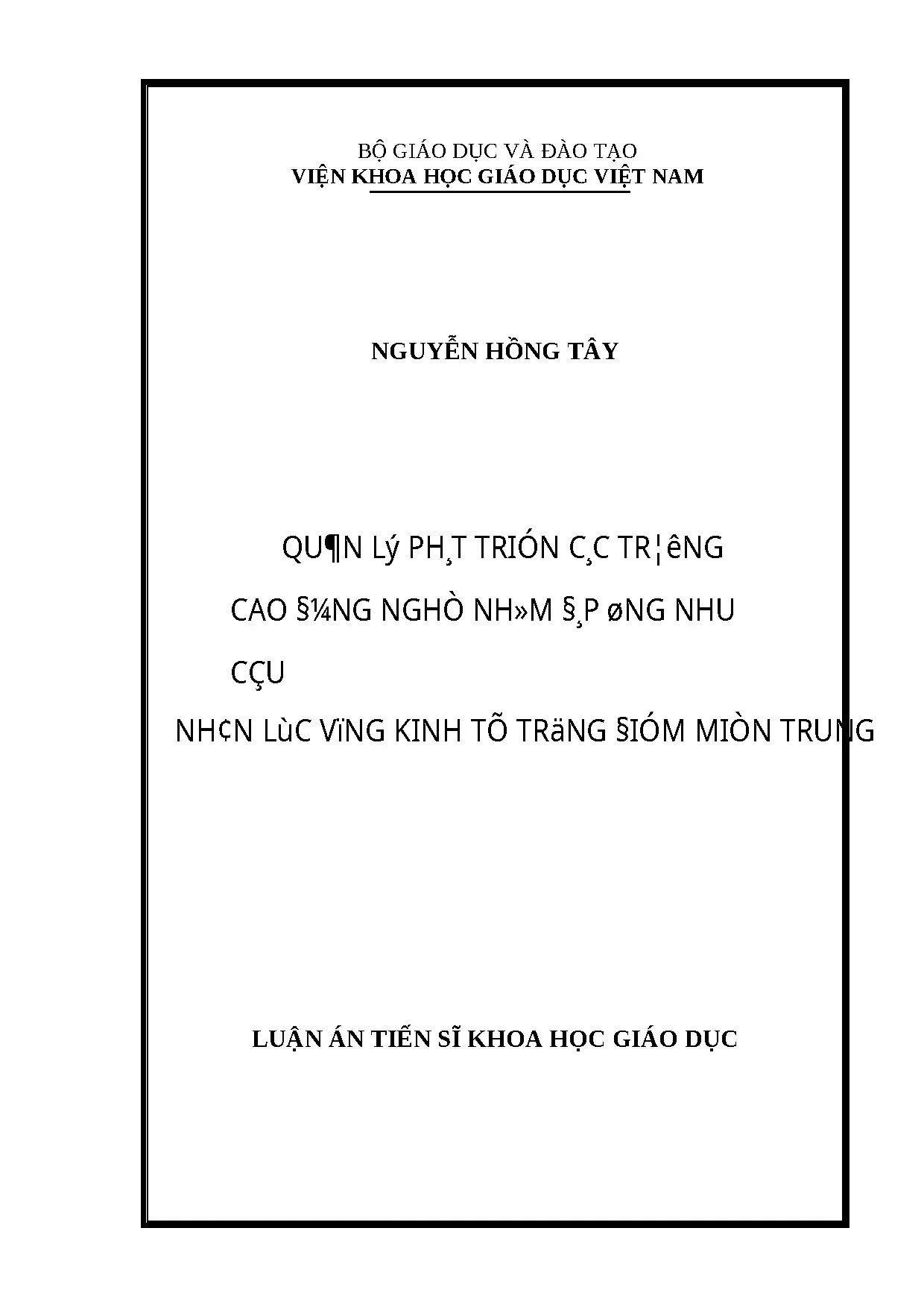 Luận án quản lý phát triển các trường cao đẳng nghề nhằm đá