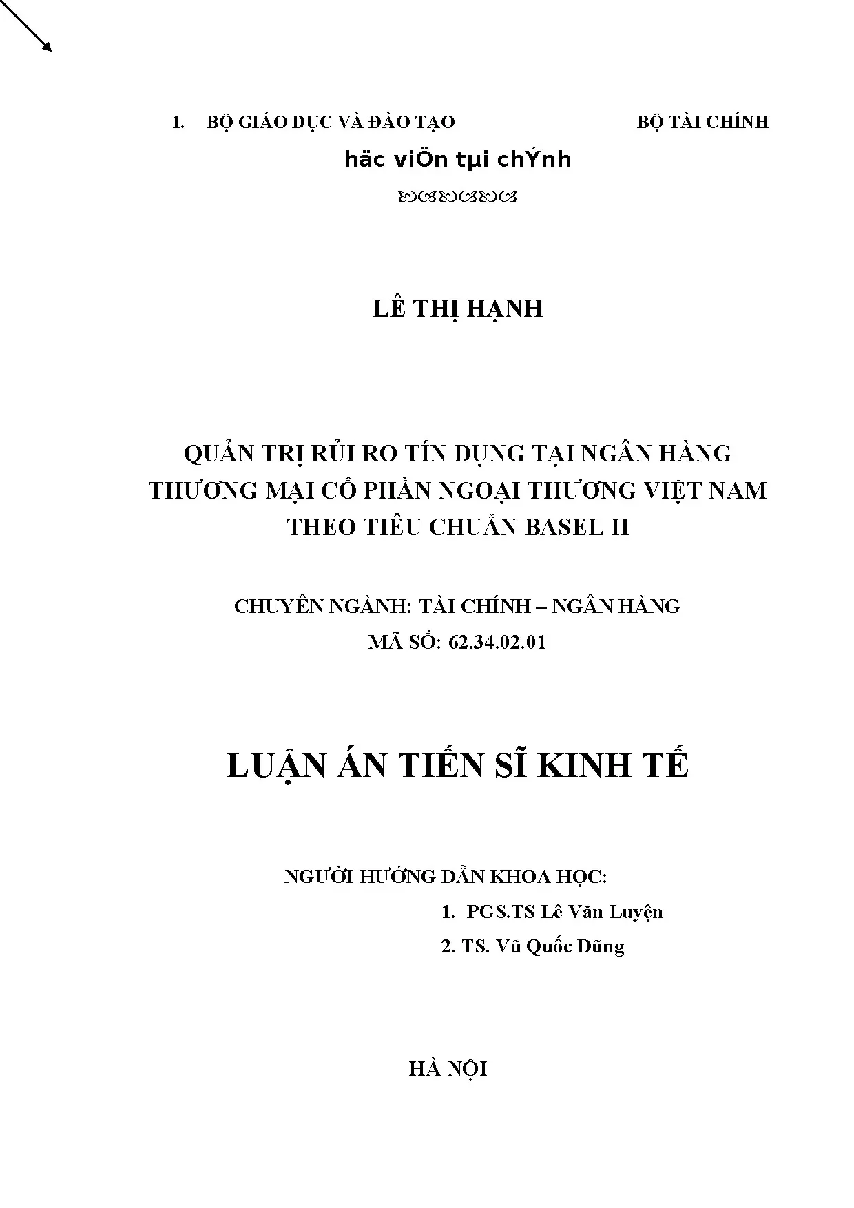 Luận án tiến sĩ quản trị rủi ro tín dụng tại ngân hàng tmcp