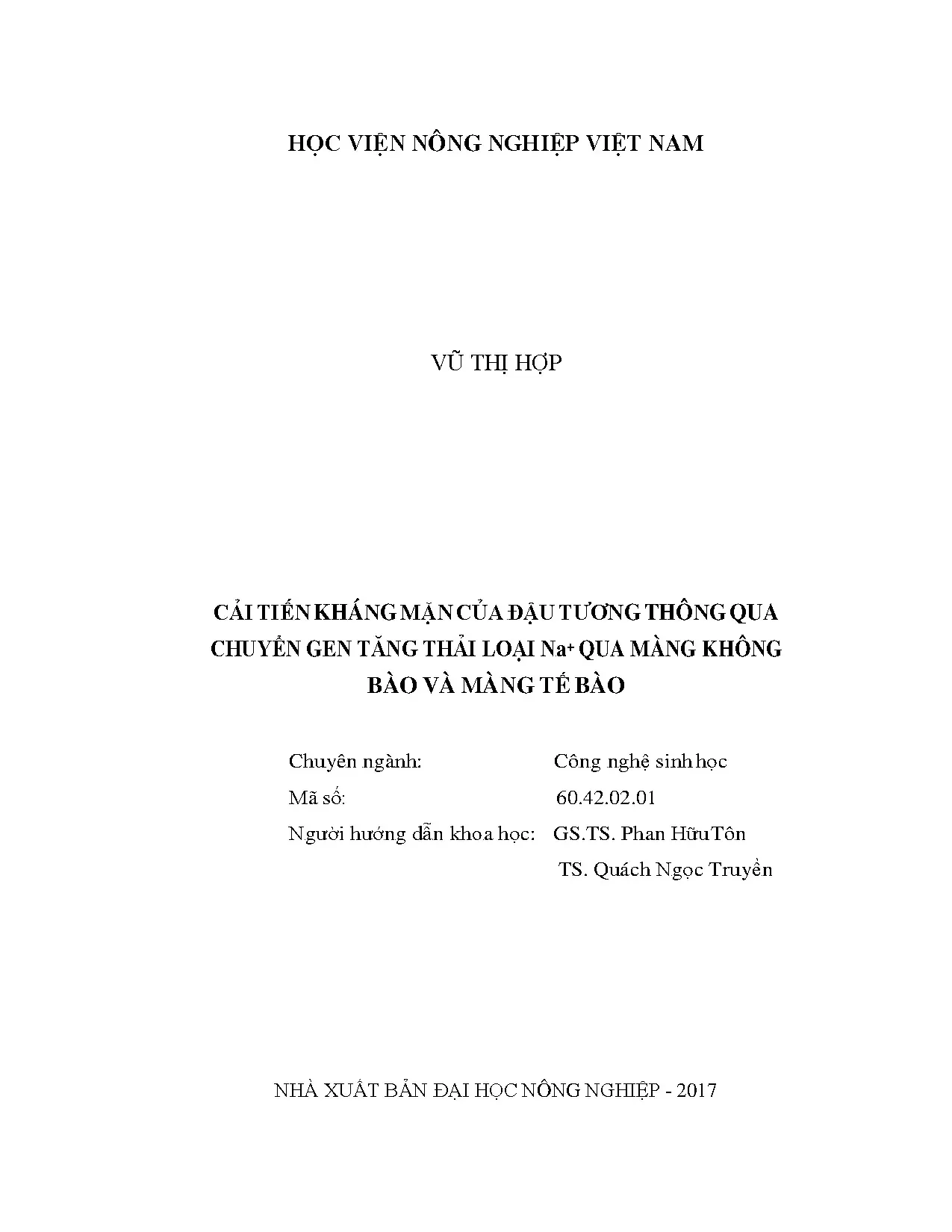 Cải tiến kháng mặn của đậu tương thông qua chuyển gen tăng t
