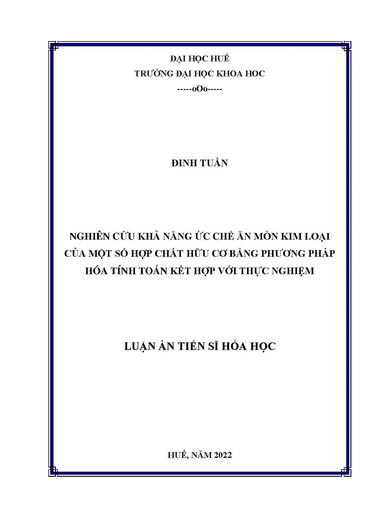 Ức chế ăn mòn kim loại bằng hợp chất hữu cơ: Hóa tính toán và thực nghiệm