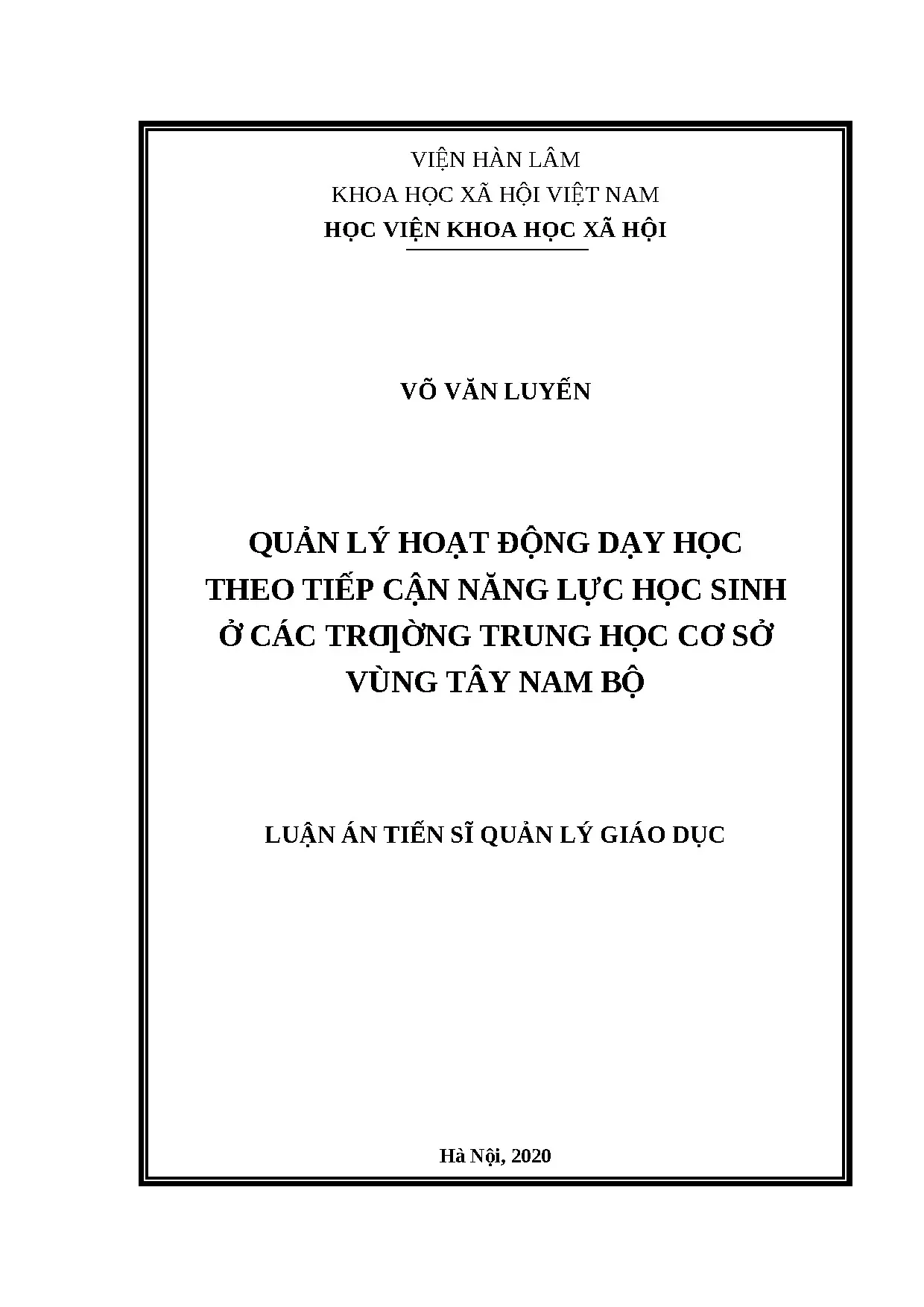 Quản lý dạy học theo năng lực HS THCS Tây Nam Bộ