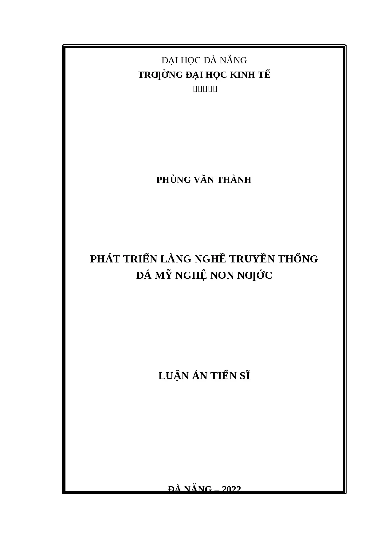 Luận án tiến sĩ phát triển làng nghề đá mỹ nghệ Non Nước