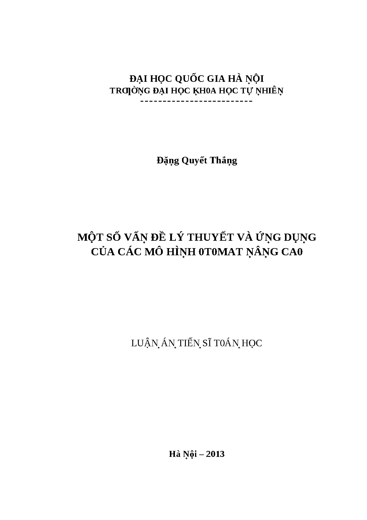 Một số vấn đề lý thuyết và ứng dụng của các mô hình otomat n
