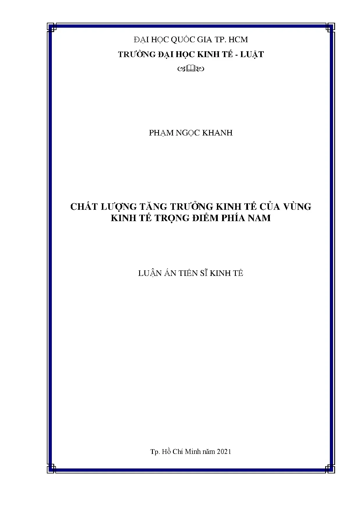 Chất lượng tăng trưởng kinh tế vùng trọng điểm phía Nam