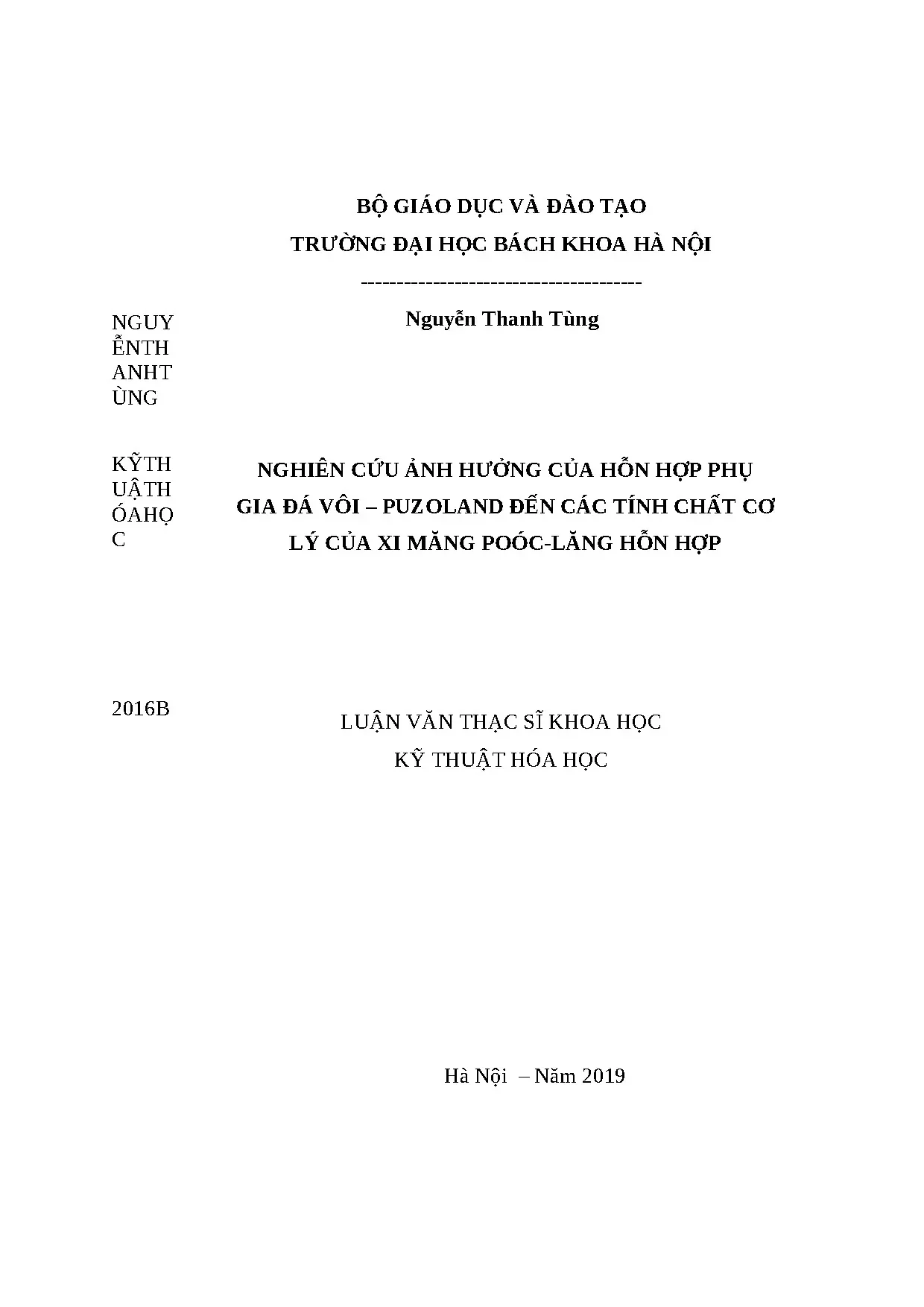 Ảnh hưởng phụ gia đá vôi - puzoland đến xi măng poóc-lăng