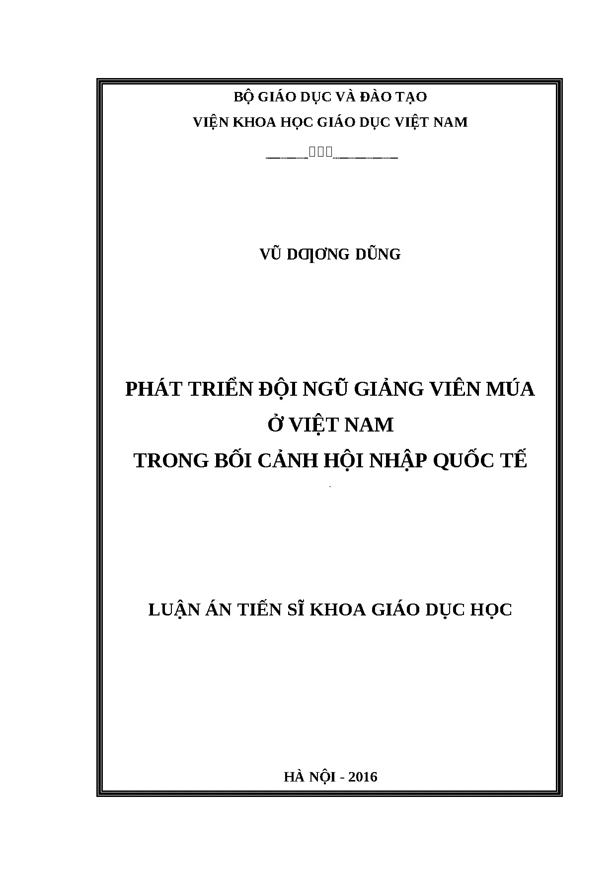 Luận án phát triển đội ngũ giảng viên múa ở việt nam trong b