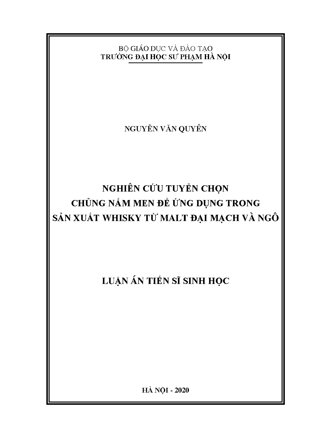 Luận án tiến sĩ nghiên cứu tuyển chọn chủng nấm men để ứng d