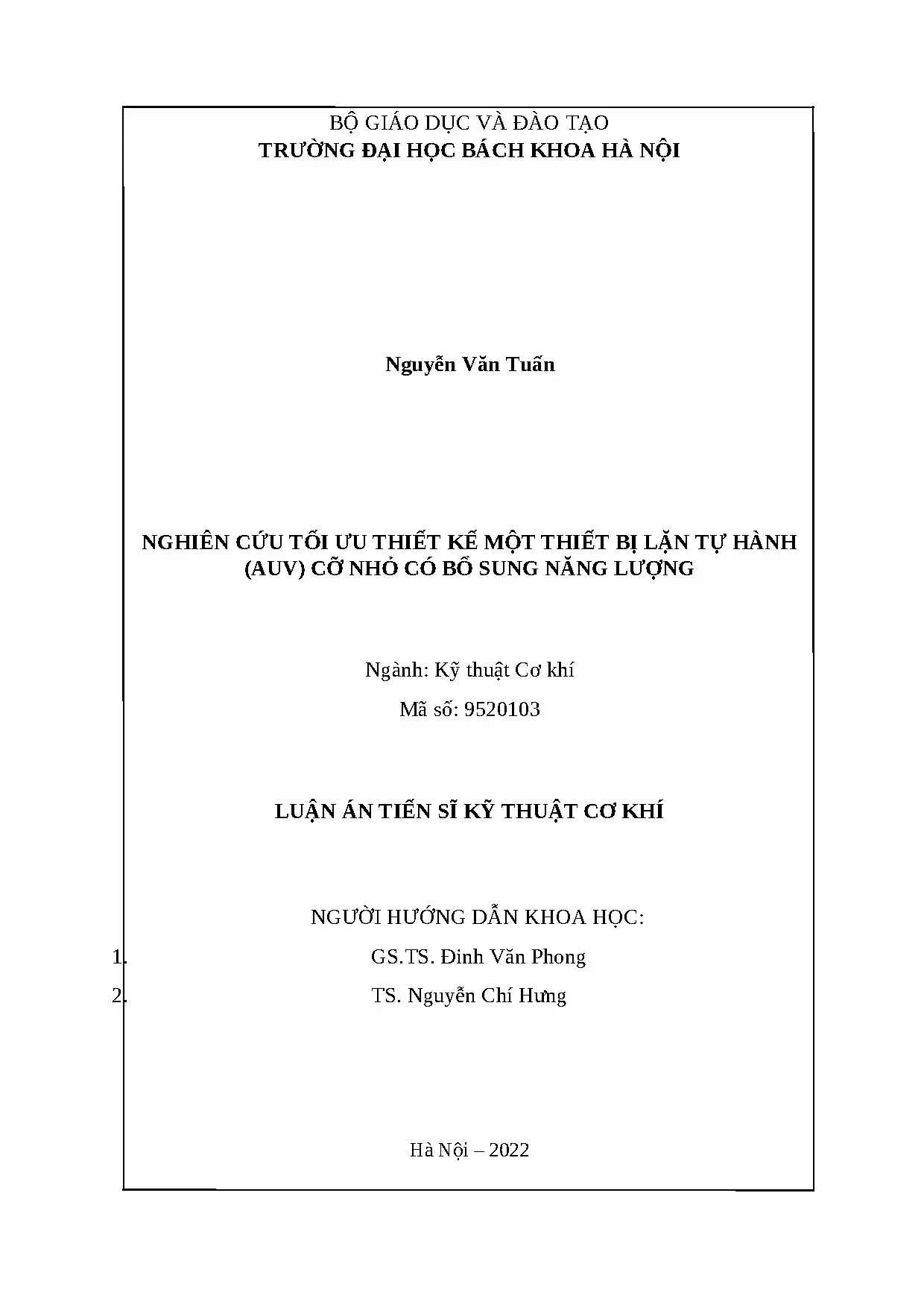 Tối ưu thiết kế AUV cỡ nhỏ bổ sung năng lượng mặt trời