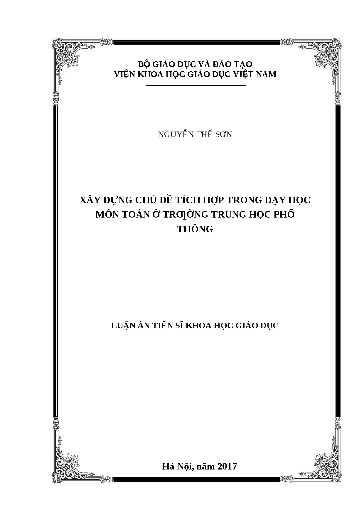 Luận án xây dựng chủ đề tích hợp trong dạy học môn toán ở tr