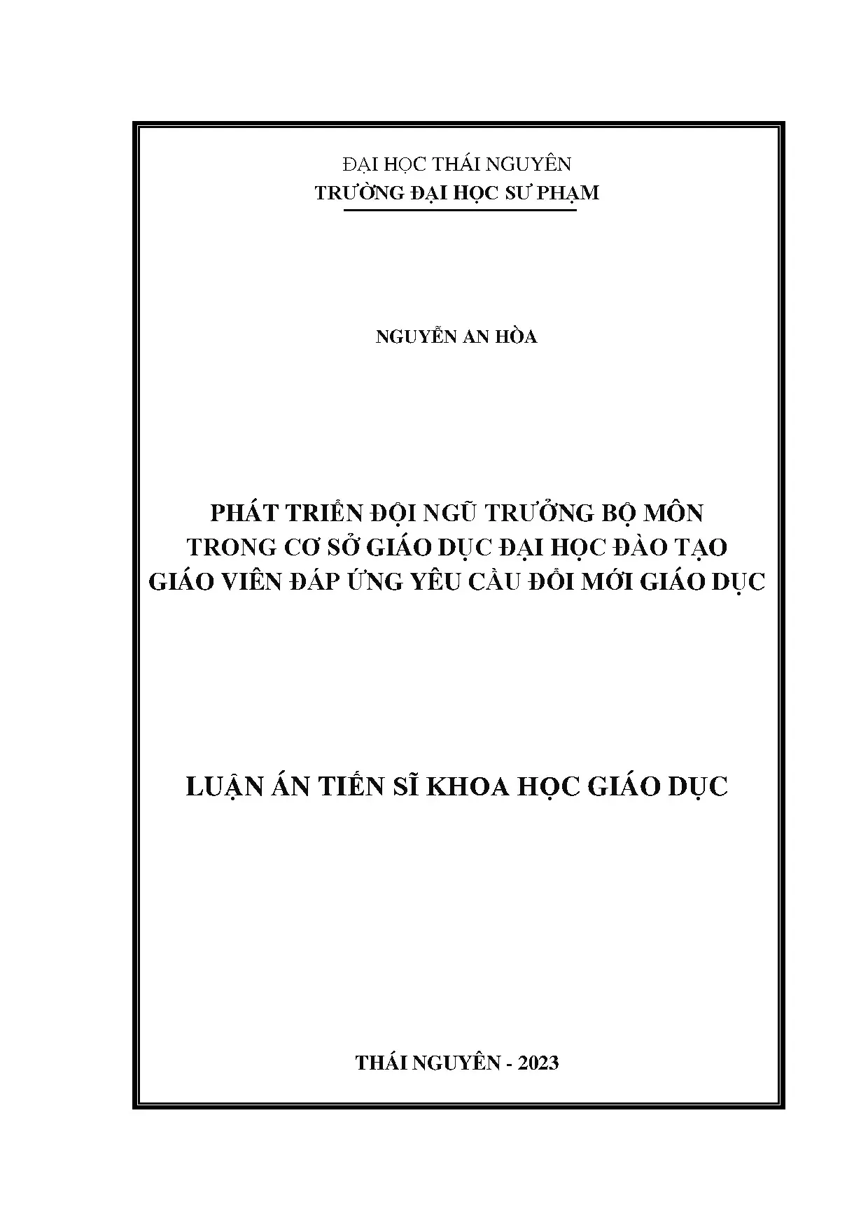 Phát triển đội ngũ trưởng bộ môn trong cơ sở giáo dục đại họ