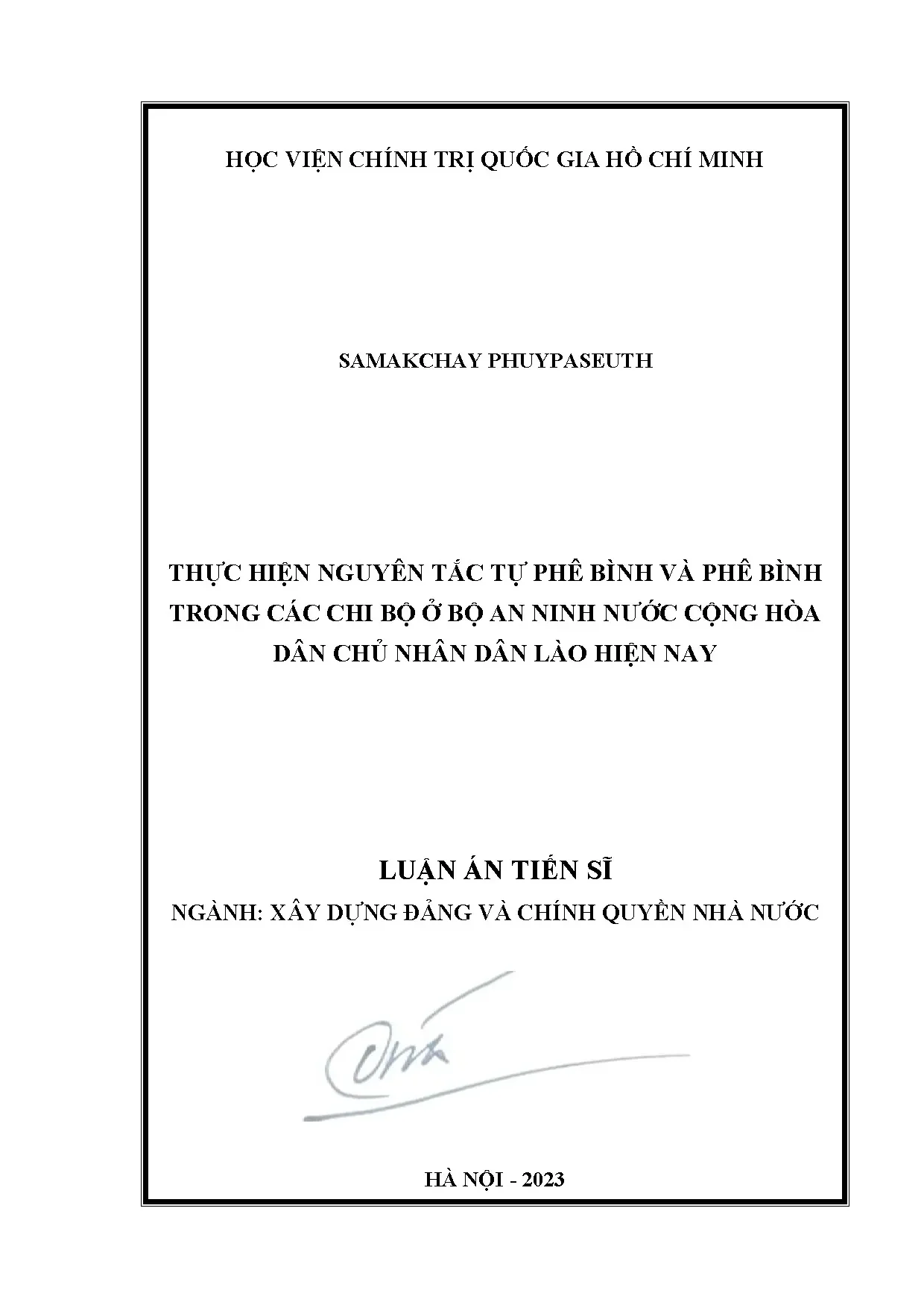 Tự phê bình & phê bình trong chi bộ Bộ An ninh Lào
