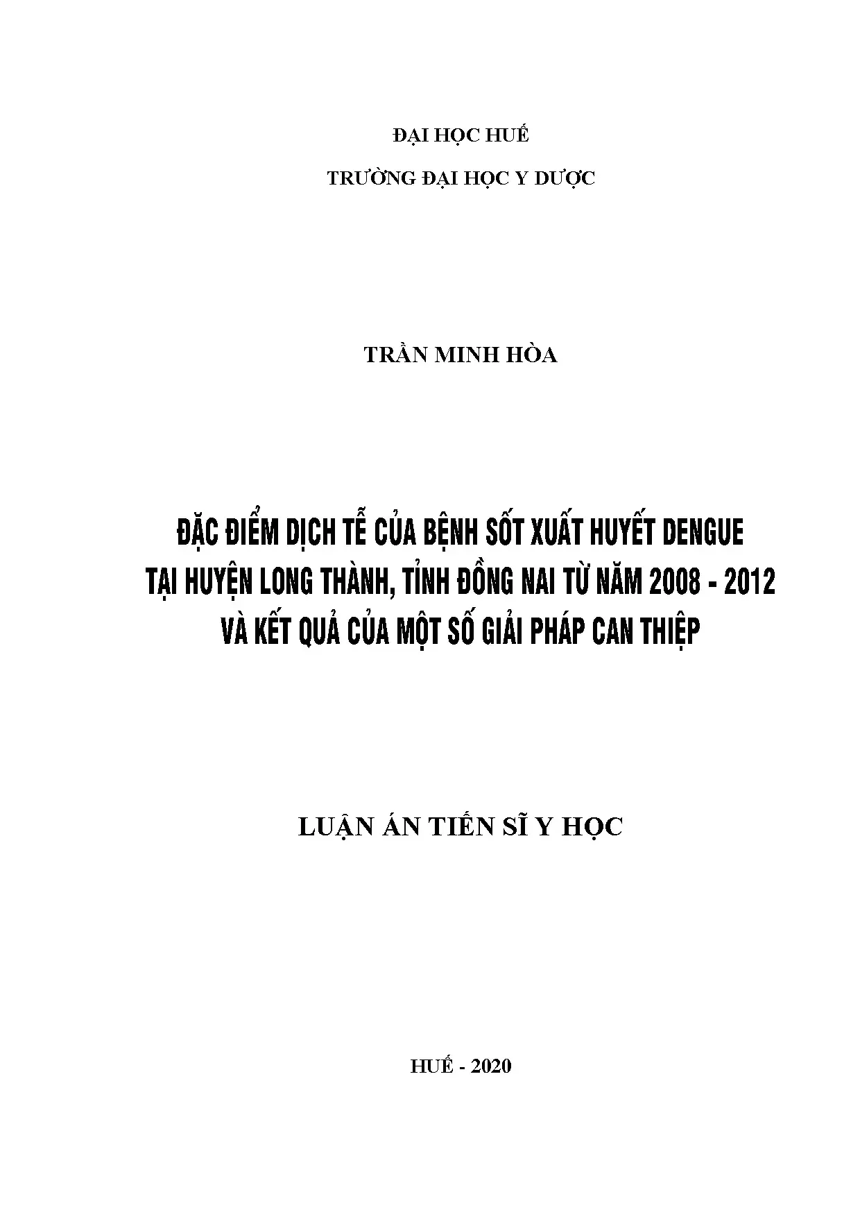 Đặc điểm dịch tễ bệnh sốt xuất huyết Dengue tại Long Thành (2008-2012)