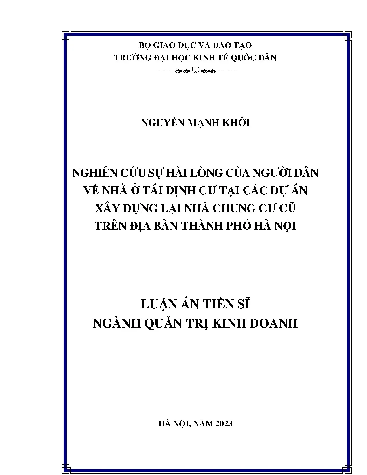 Nghiên cứu sự hài lòng của người dân về nhà ở tái định cư tạ