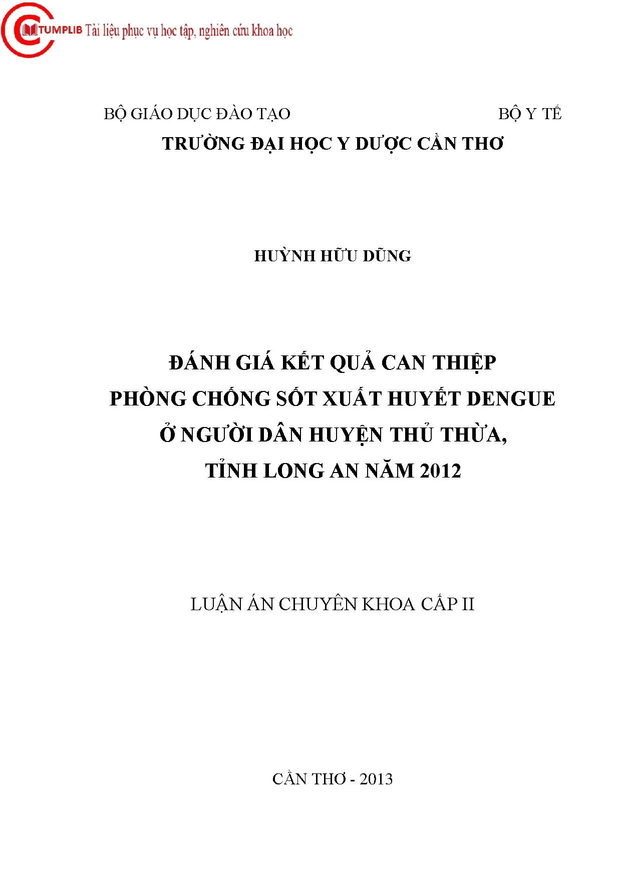 Can thiệp phòng chống sốt xuất huyết Dengue ở Long An
