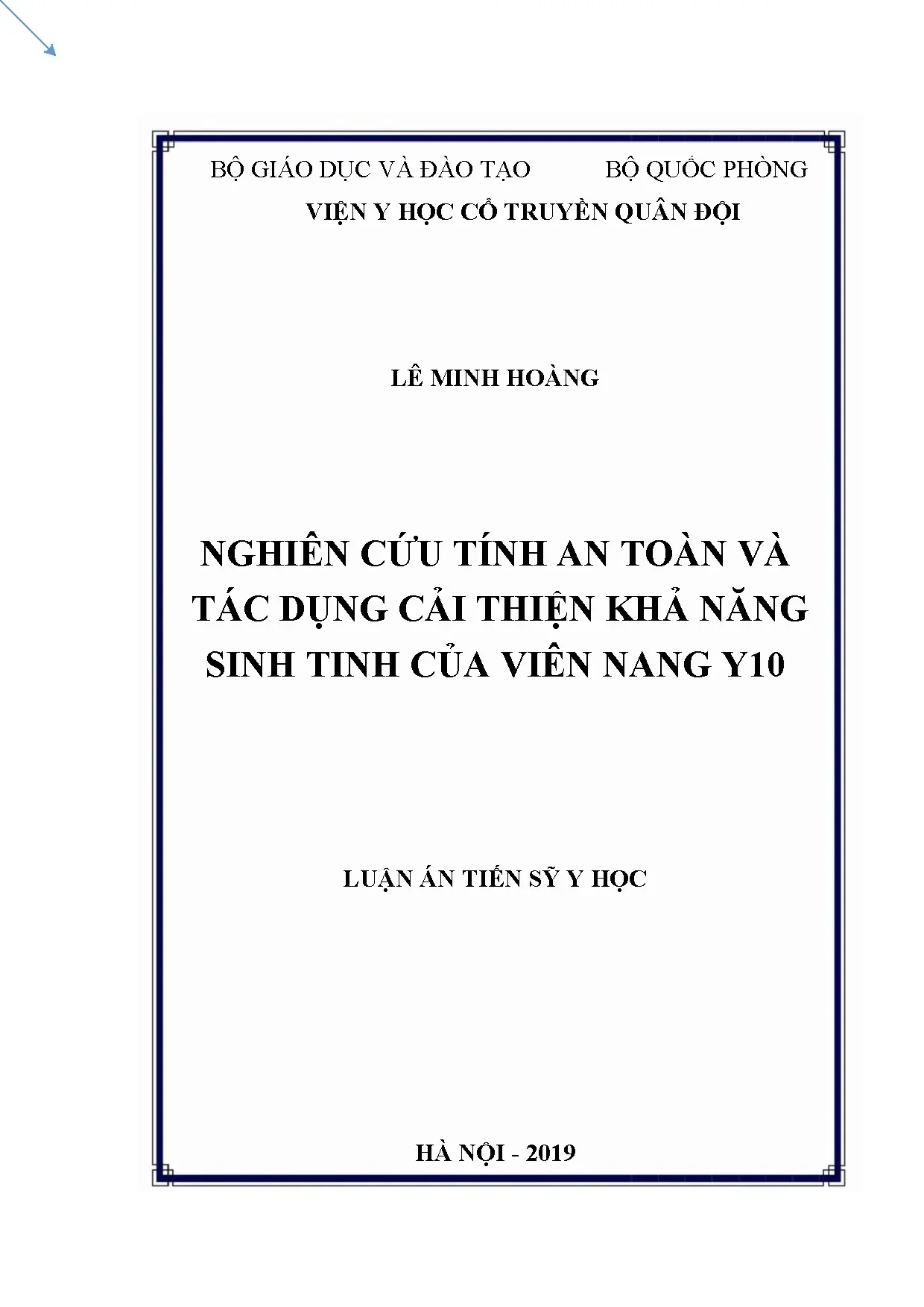 Luận án tiến sĩ về viên nang Y10 cải thiện sinh tinh an toàn