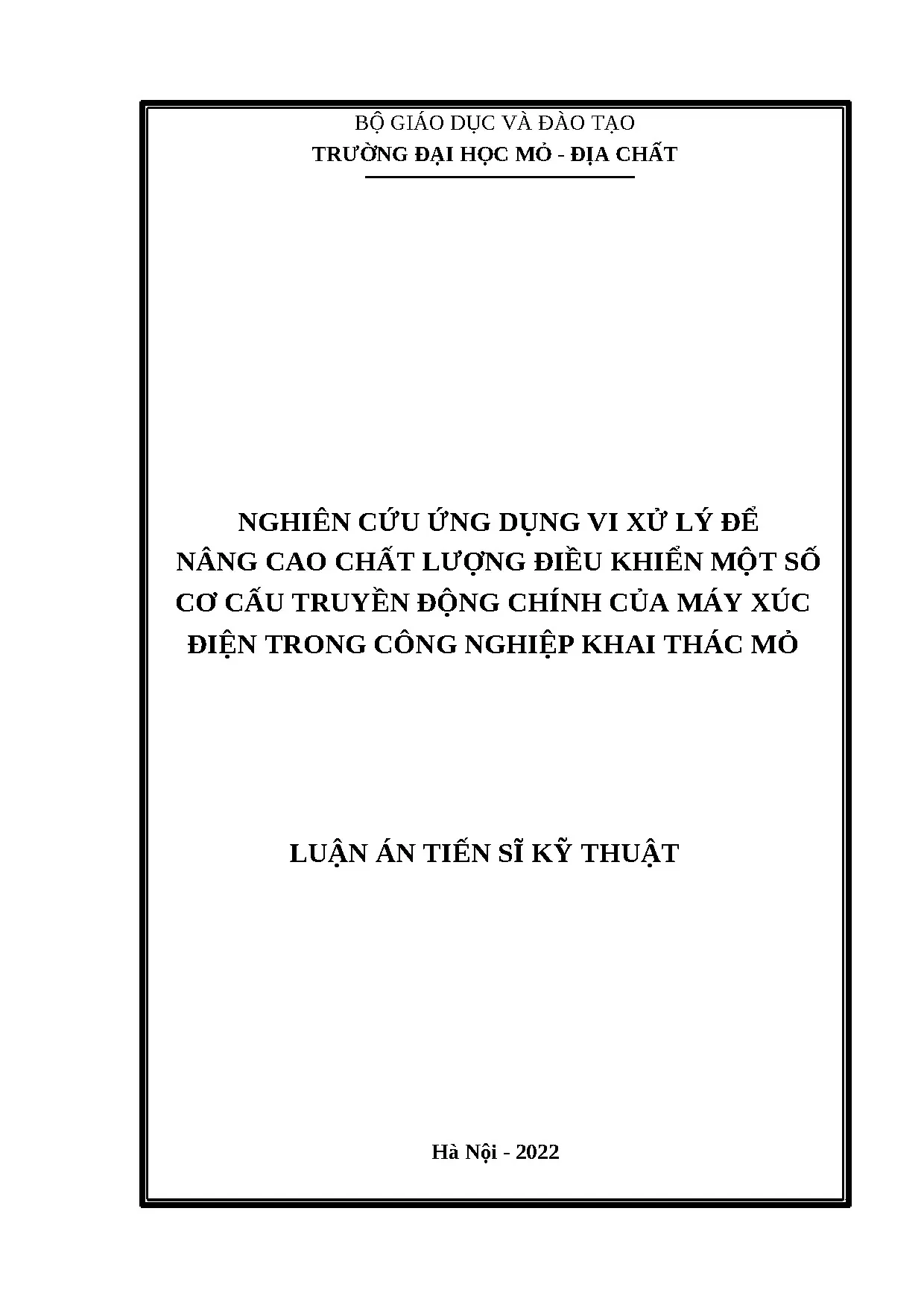 Ứng dụng vi xử lý nâng cao điều khiển máy xúc điện khai thác mỏ
