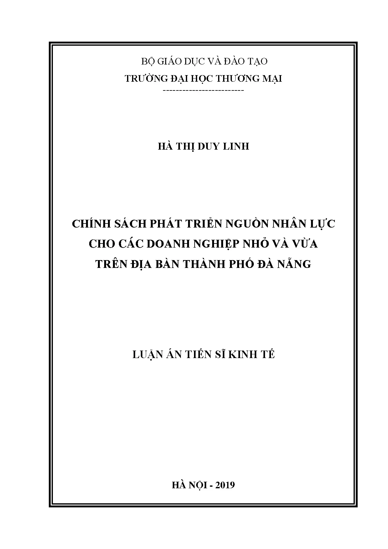 Luận án tiến sỹ kinh tế chính sách phát triển nguồn nhân lực