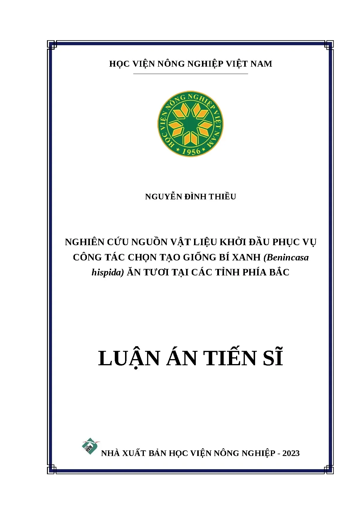 Nghiên cứu vật liệu chọn tạo giống bí xanh ăn tươi