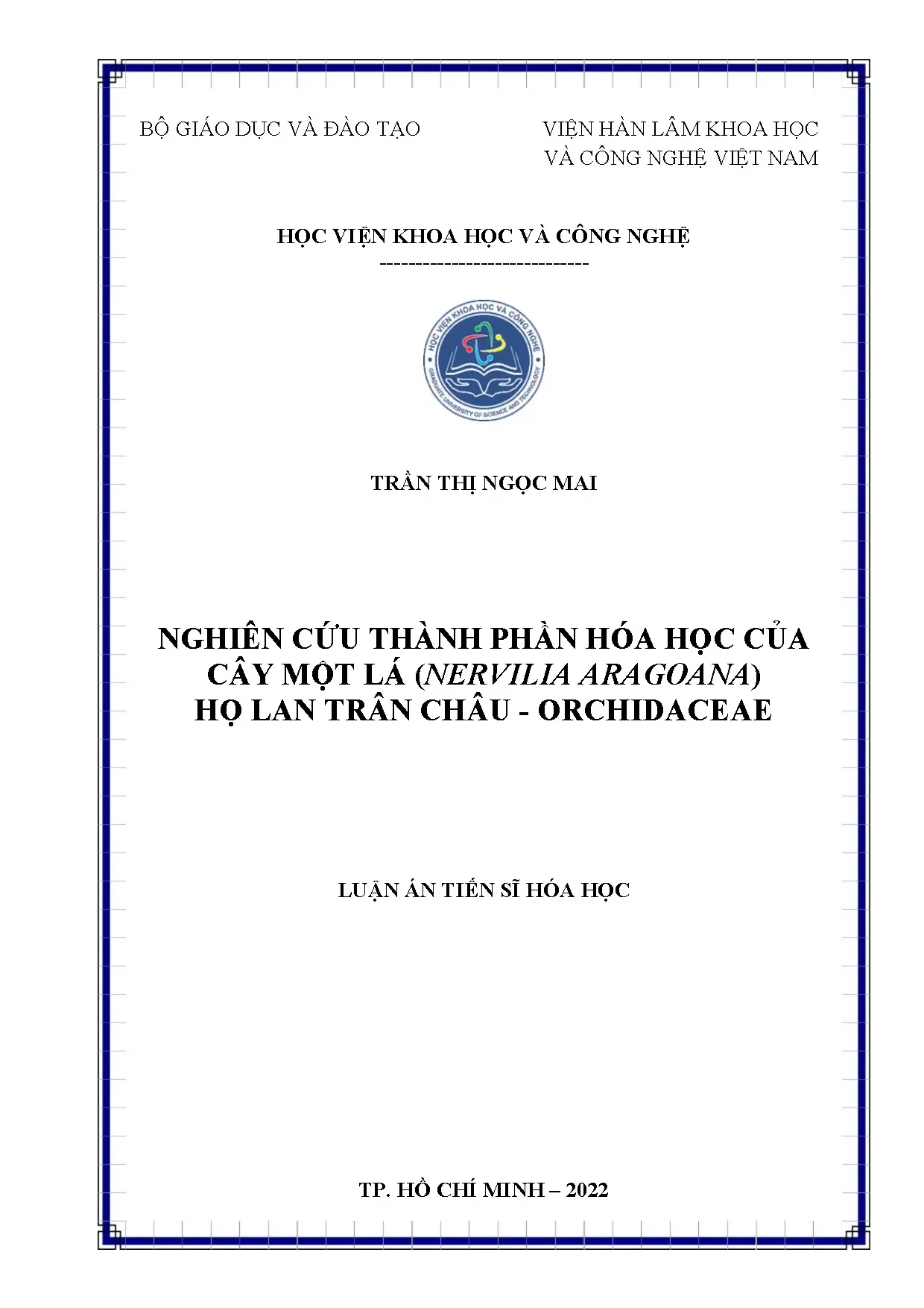 Luận án tiến sĩ nghiên cứu thành phần hóa học của cây một lá