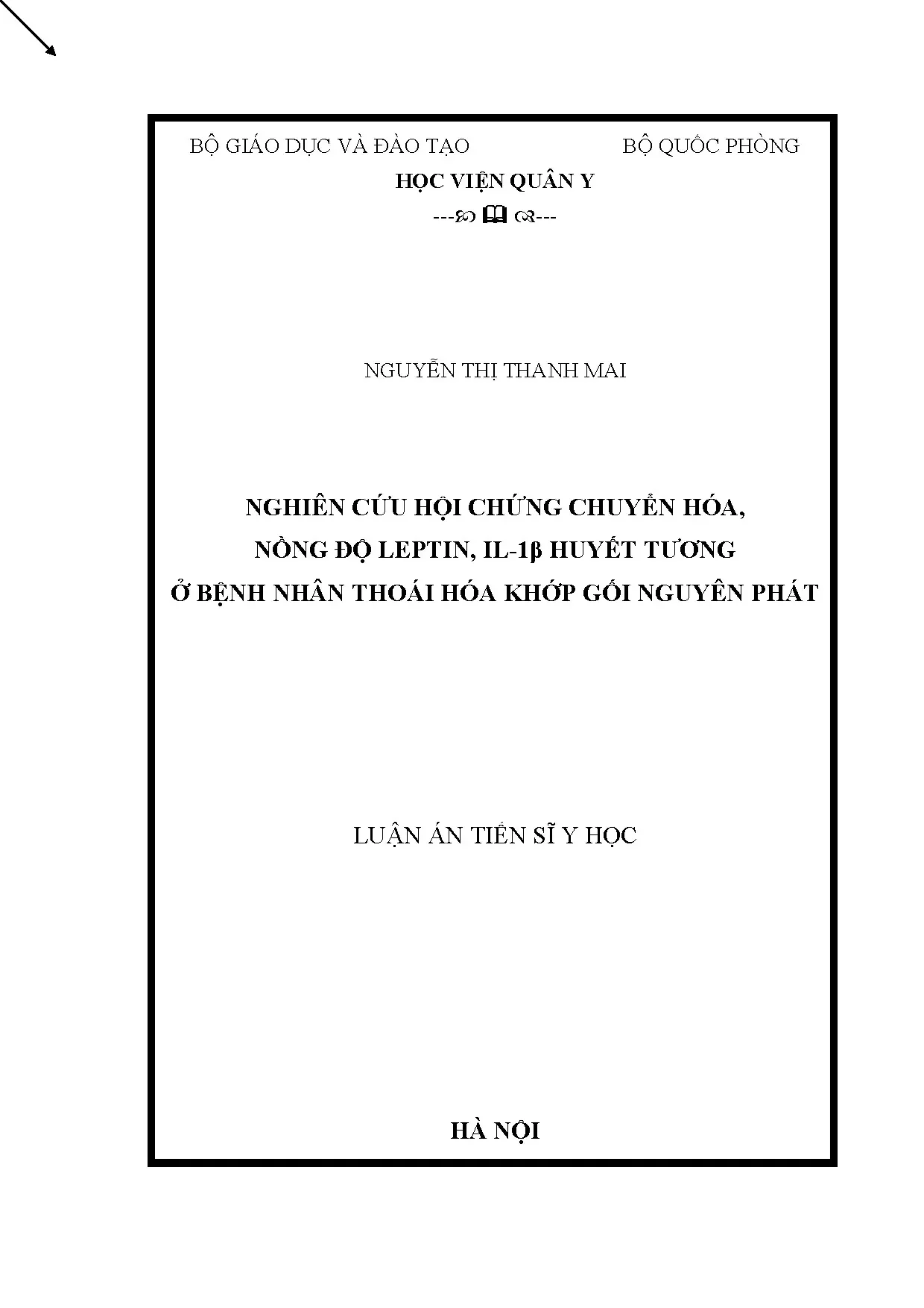 Hội chứng chuyển hóa, leptin, IL-1β và thoái hóa khớp gối