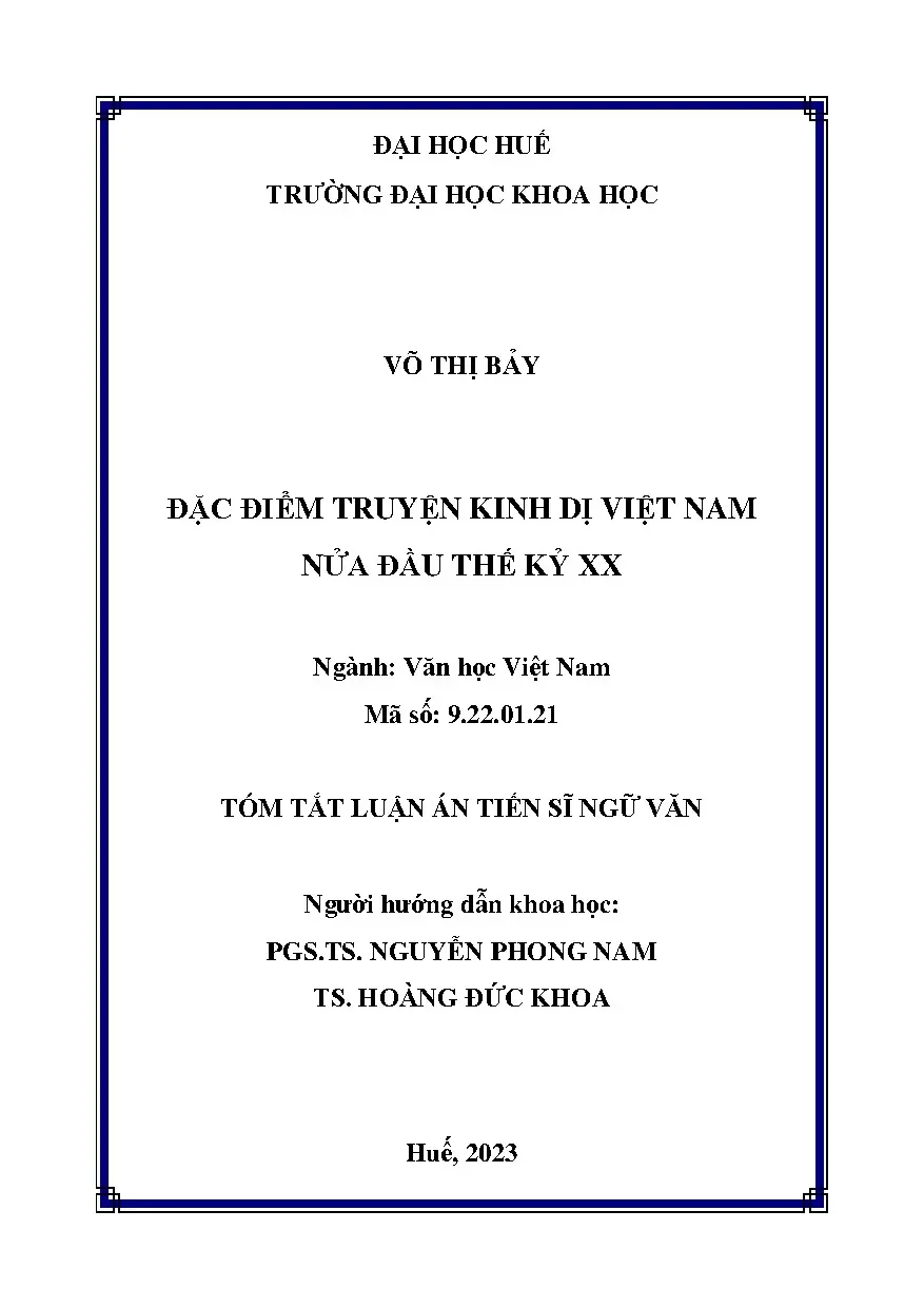 Tóm tắt đặc điểm truyện kinh dị việt nam nửa đầu thế kỷ xx