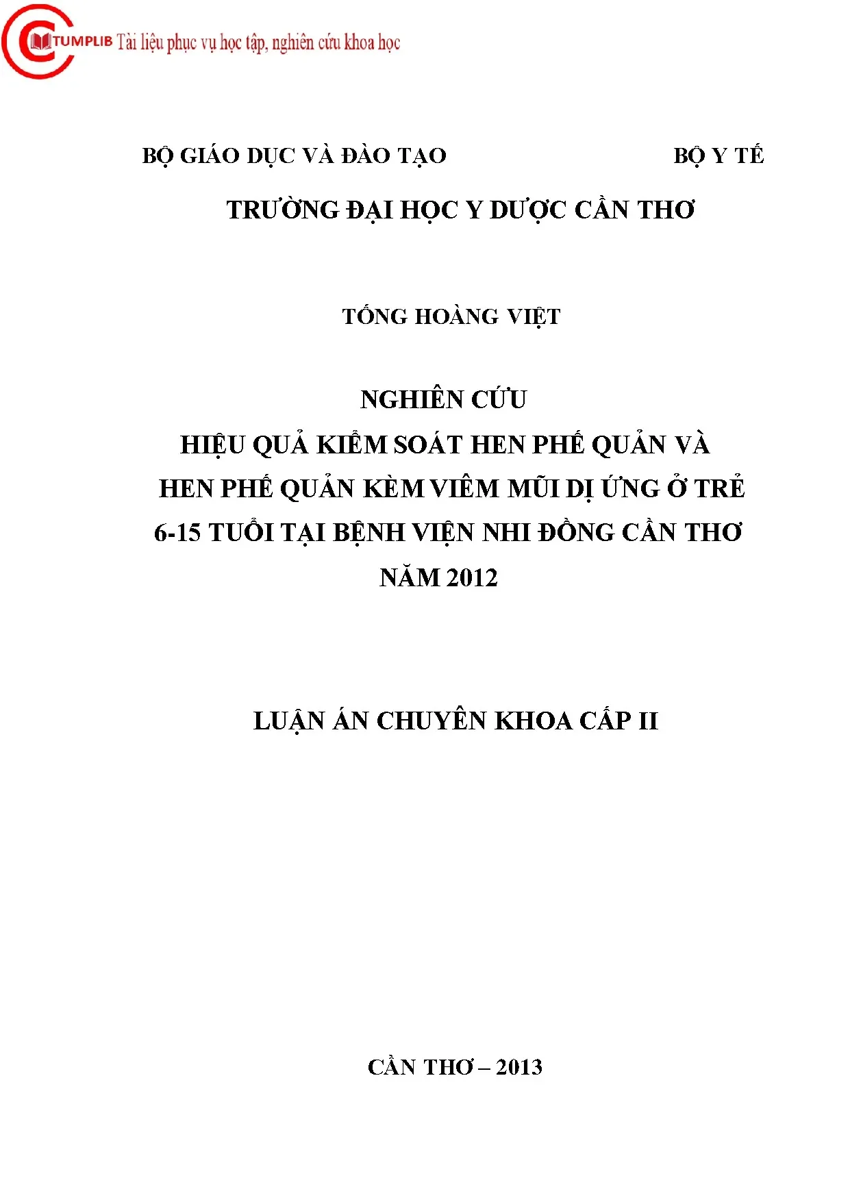 Hiệu quả kiểm soát hen phế quản ở trẻ 6-15 tuổi