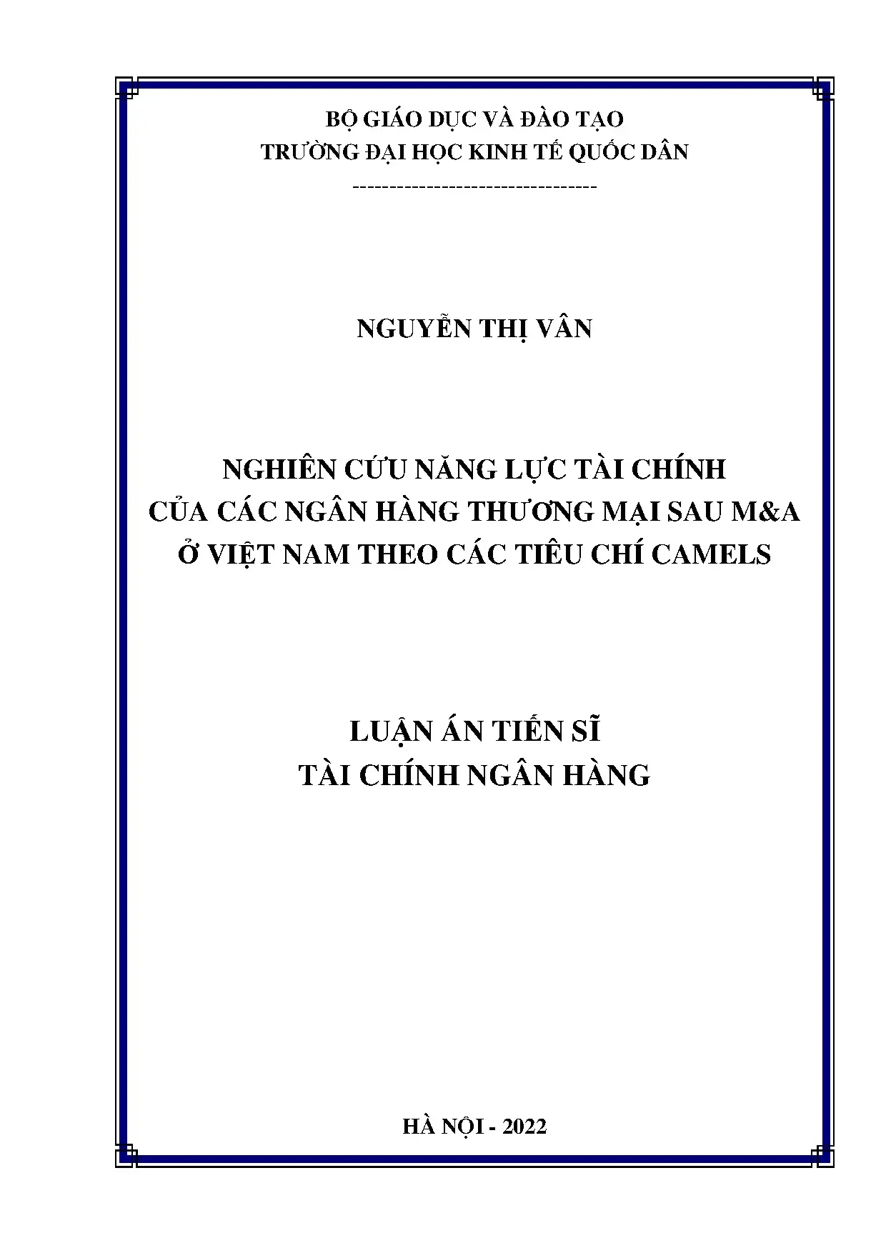 Luận án tiến sĩ nghiên cứu năng lực tài chính của các ngân h