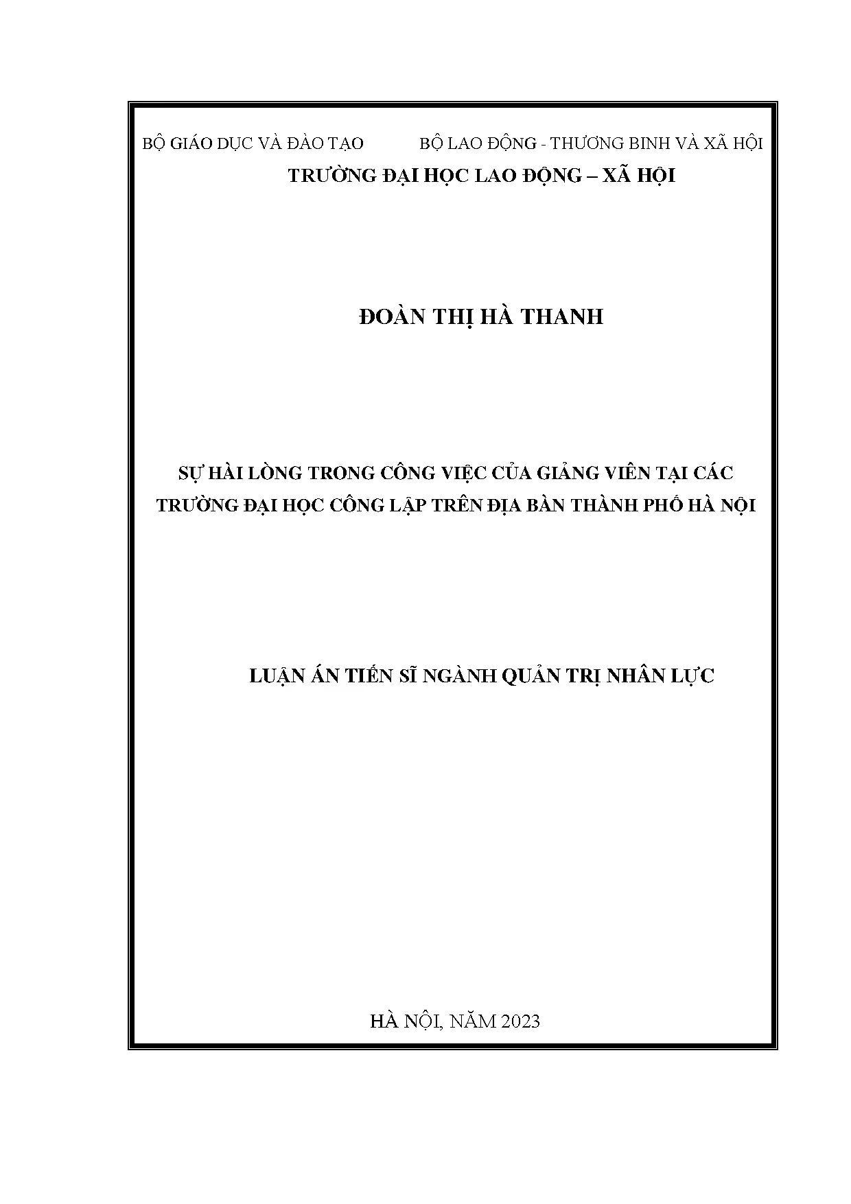 Sự hài lòng công việc giảng viên đại học công lập Hà Nội