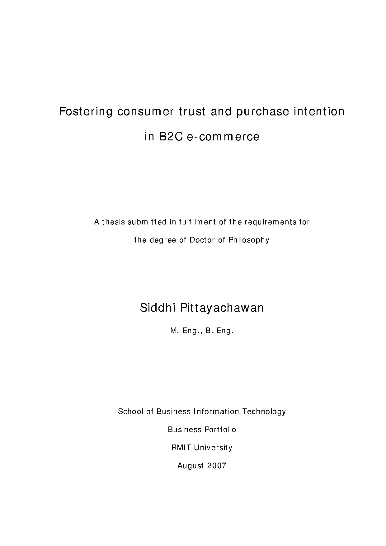 Doctoral thesis of philosophy fostering consumer trust and p