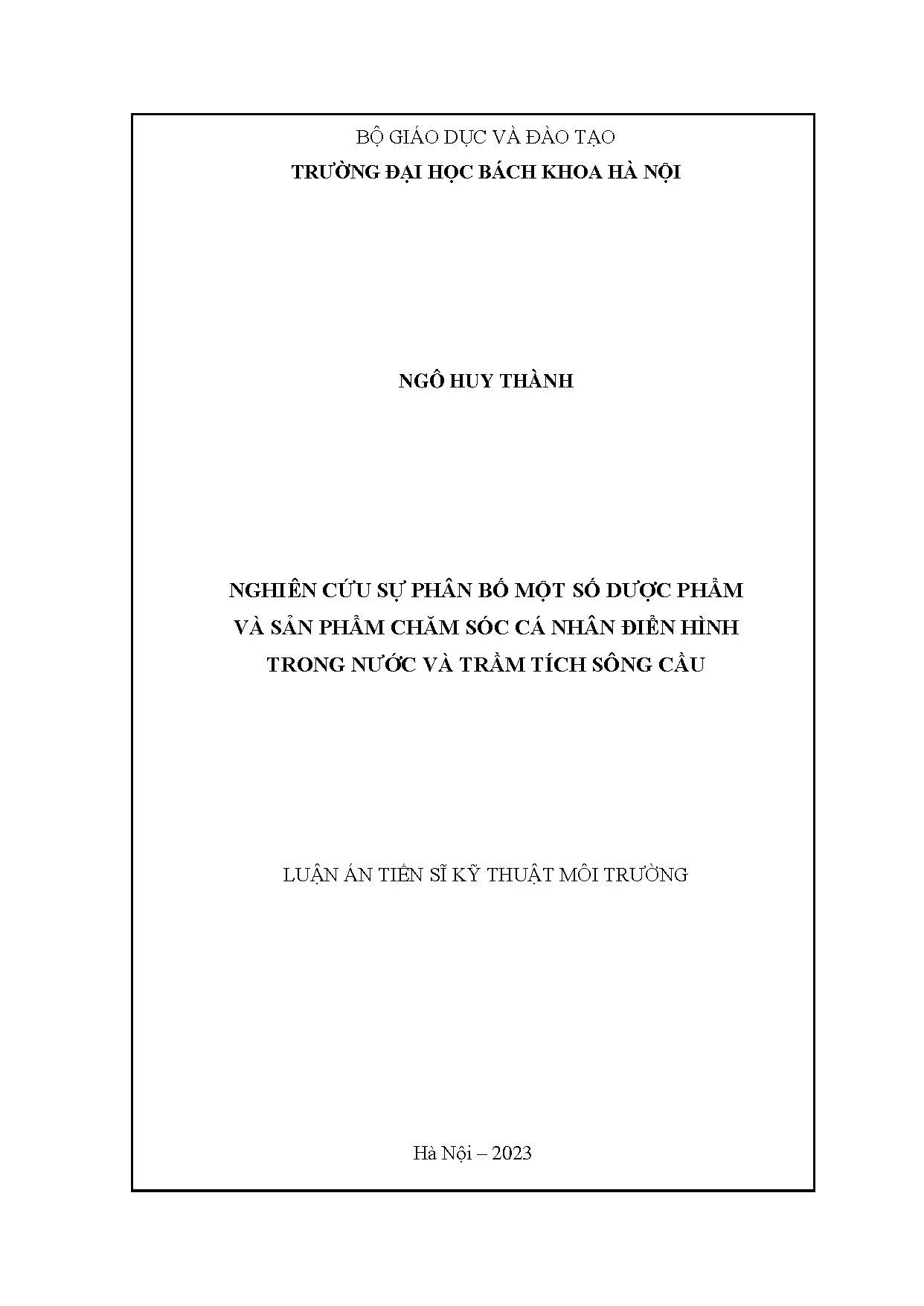 Phân bố dược phẩm, TPCN sông Cầu: Nghiên cứu của Ngô Huy Thành