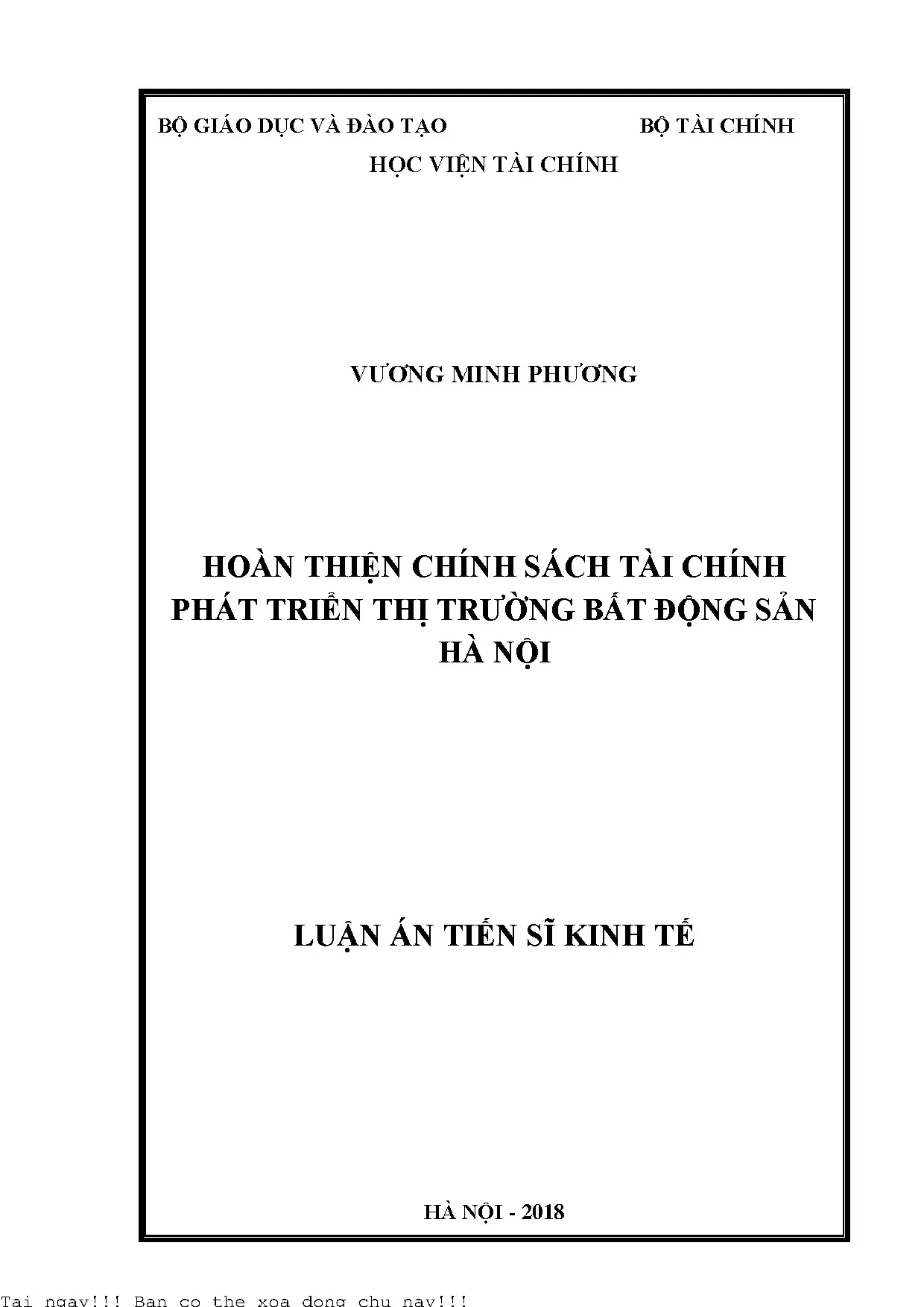 Hoàn thiện chính sách tài chính phát triển BĐS Hà Nội