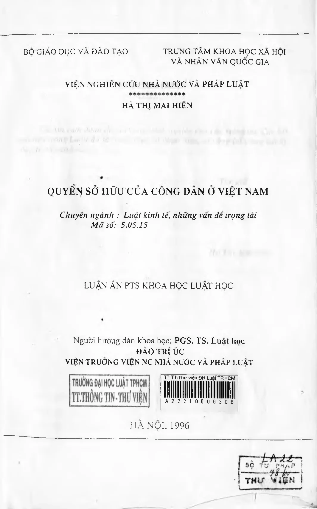 Luận án quyền sở hữu của công dân ở việt nam