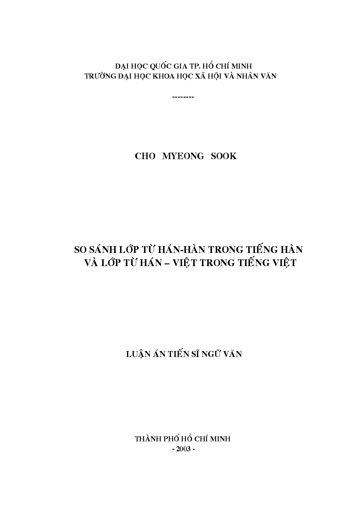 So sánh lớp từ hán hàn trong tiếng hàn và lớp từ hán việt tr