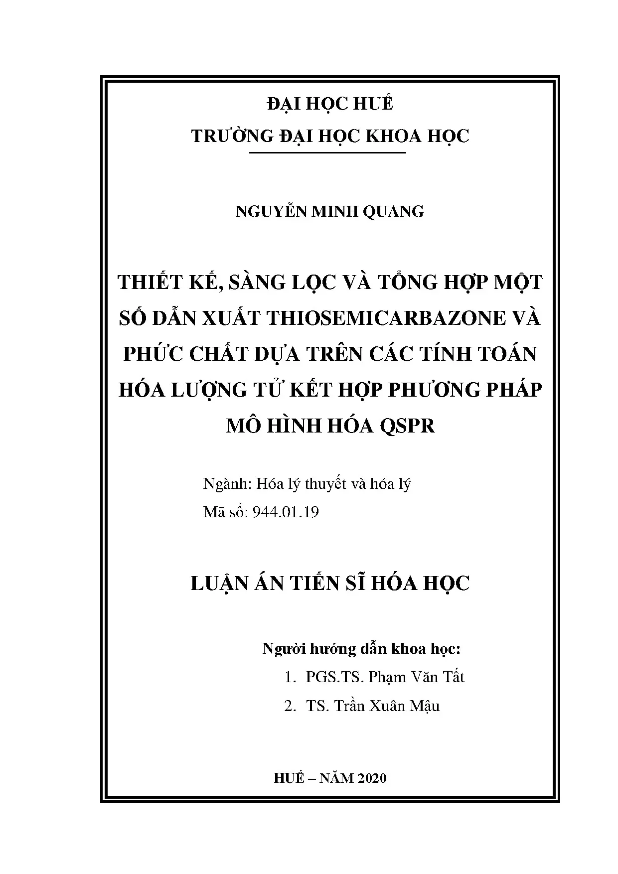 Thiết kế và tổng hợp dẫn xuất thiosemicarbazone