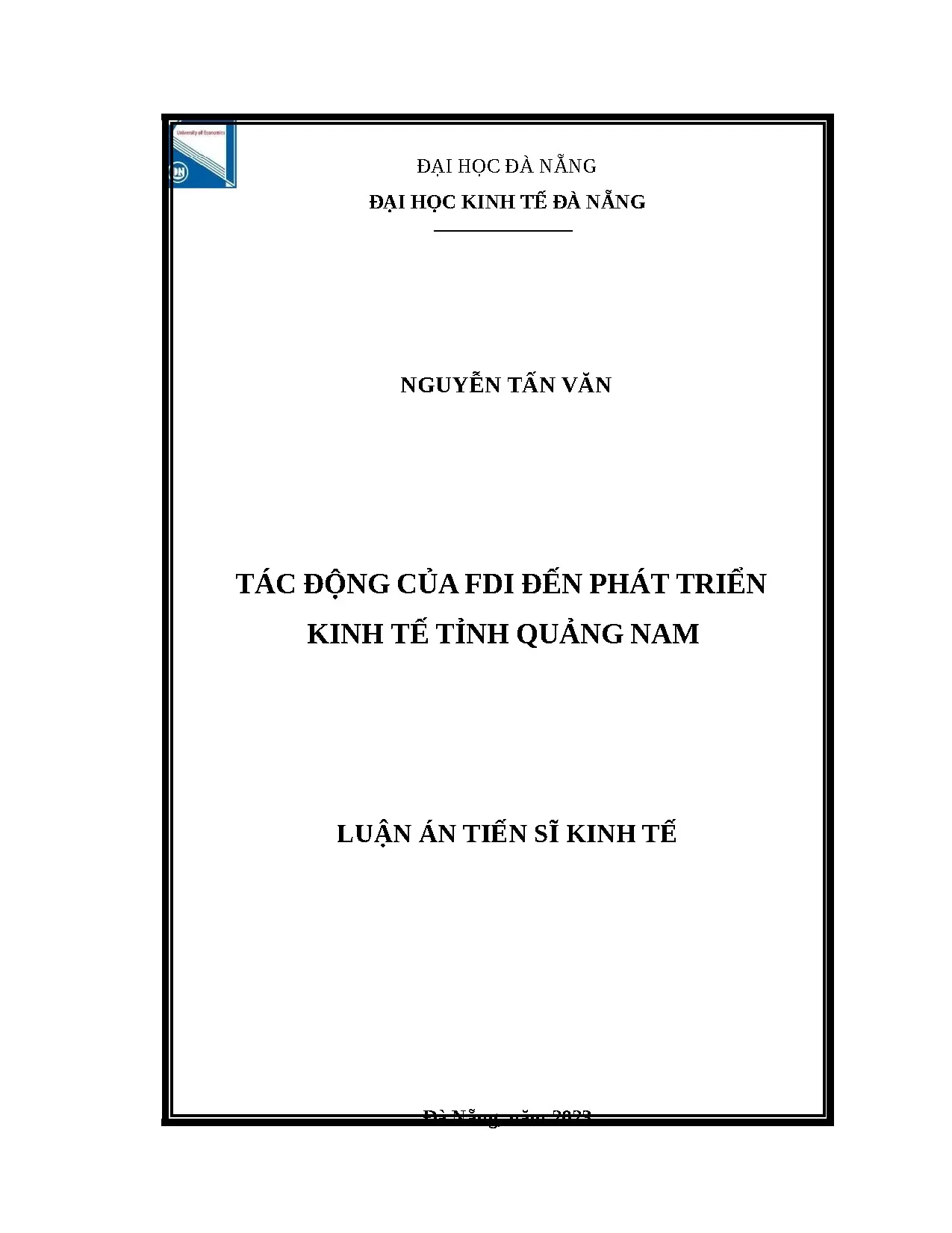 Tác động FDI đến phát triển kinh tế tỉnh Quảng Nam