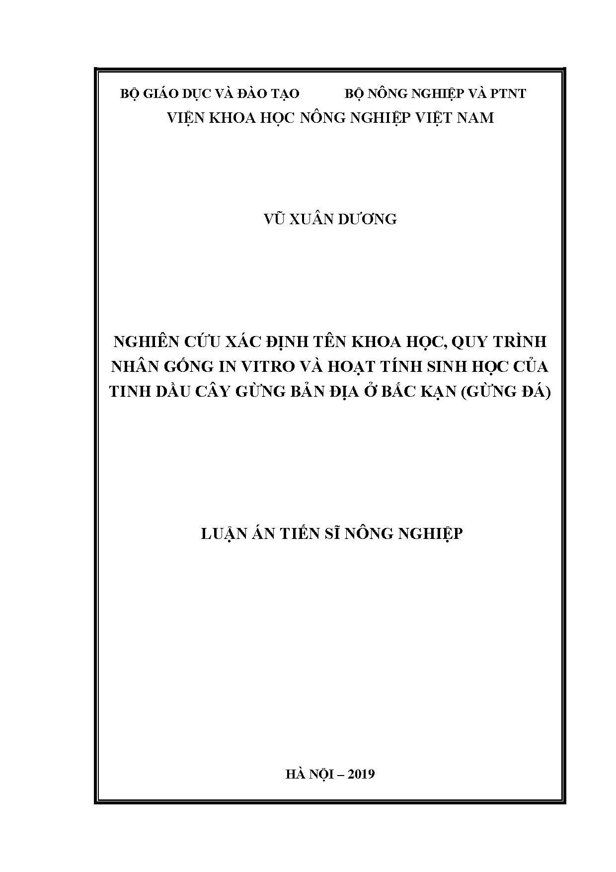 Nghiên cứu nhân giống in vitro và tinh dầu gừng Bắc Kạn