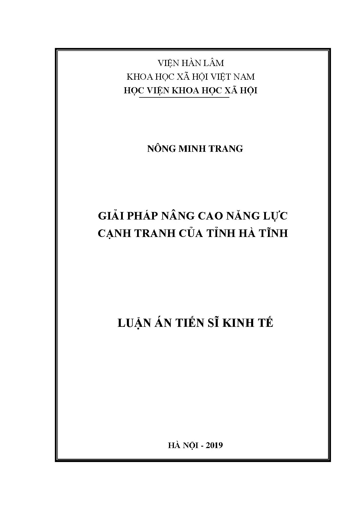 Giải pháp nâng cao năng lực cạnh tranh của tỉnh hà tĩnh luận