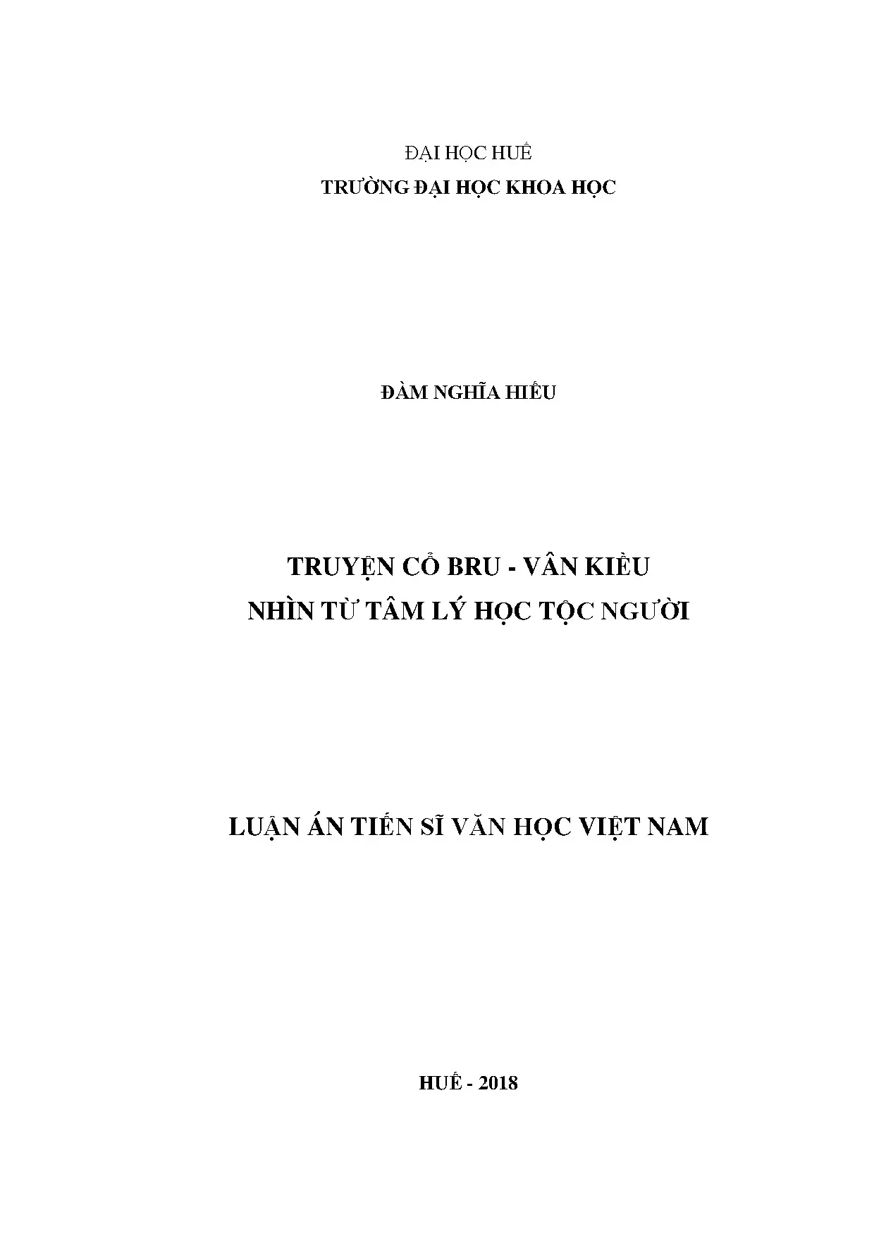 Truyện cổ Bru - Vân Kiều và tâm lý học tộc người
