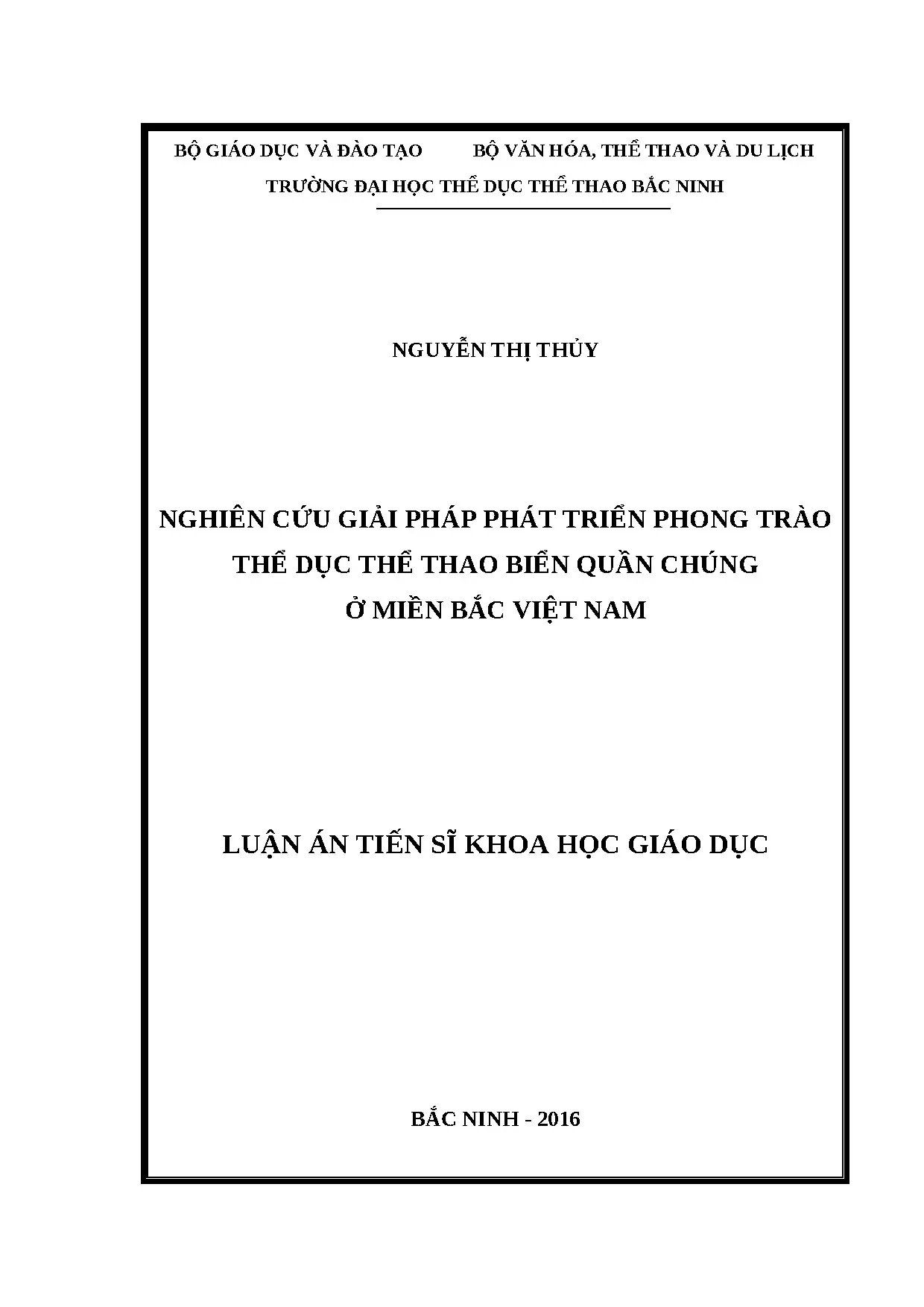 Luận án nghiên cứu giải pháp phát triển phong trào thể dục t
