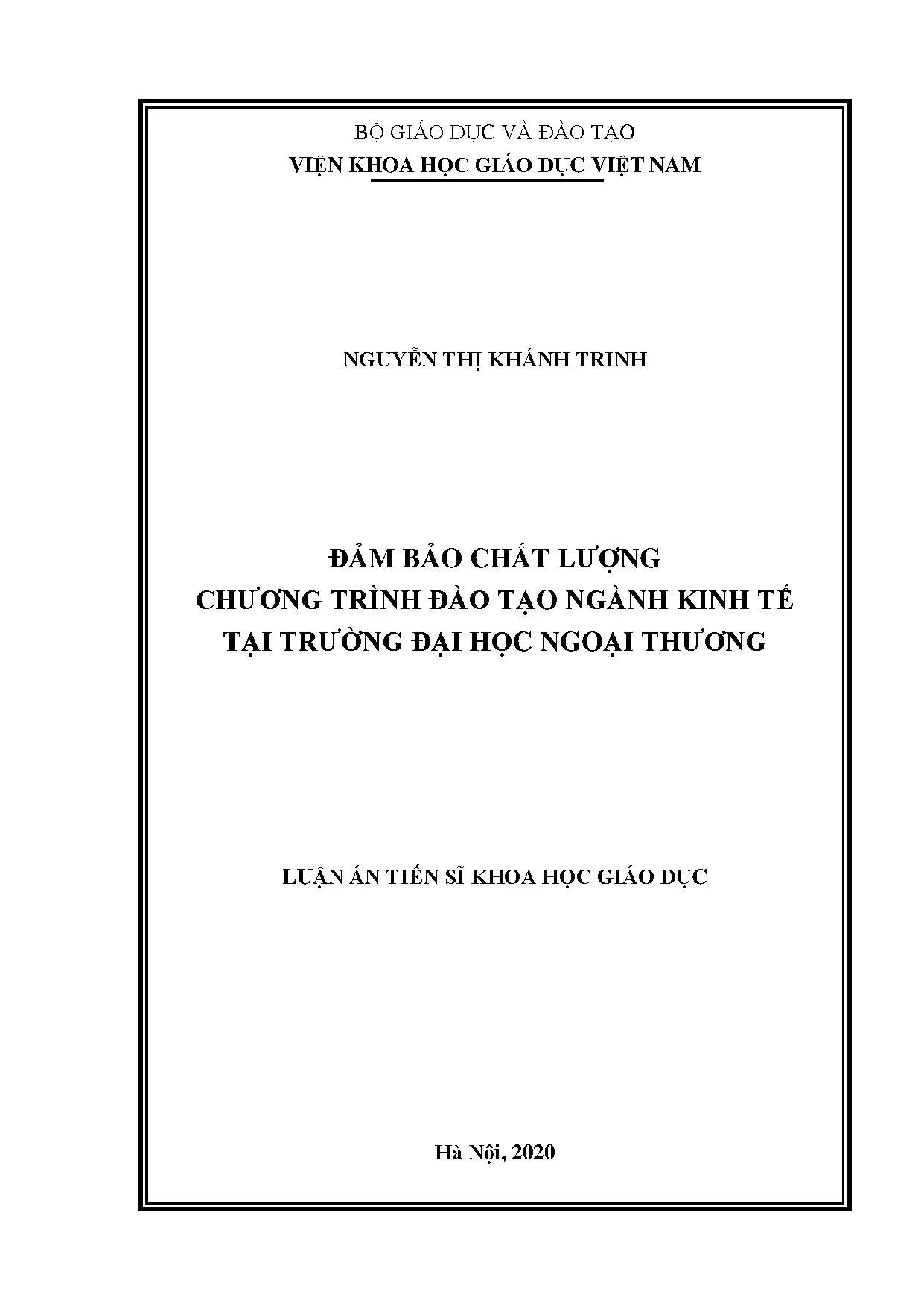 Đảm bảo chất lượng chương trình đào tạo ngành kinh tế tại tr