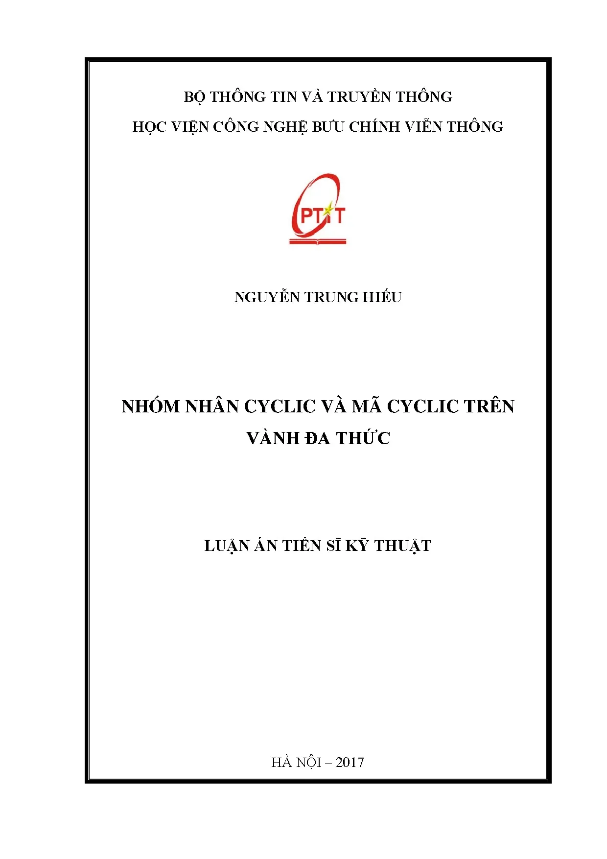 Luận án tiến sĩ: Nhóm nhân cyclic và mã cyclic trên vành đa thức