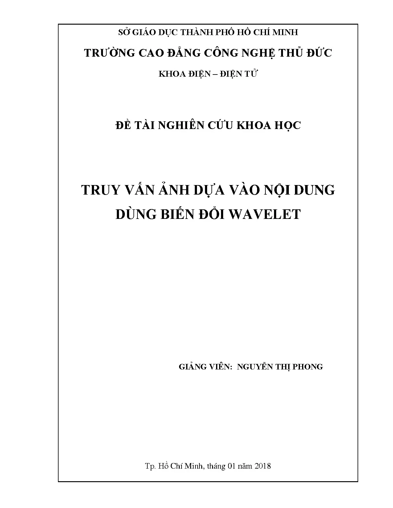 Truy vấn ảnh hưởng dựa vào nội dung dùng biến đổi wavelet