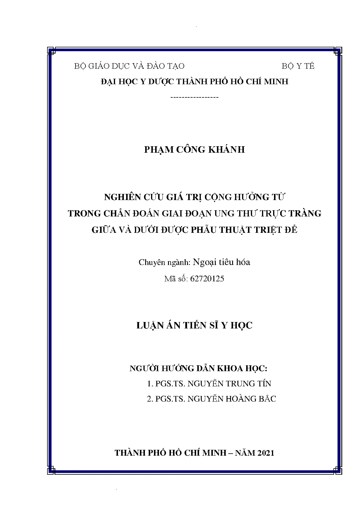 Cộng hưởng từ chẩn đoán giai đoạn ung thư trực tràng giữa dưới