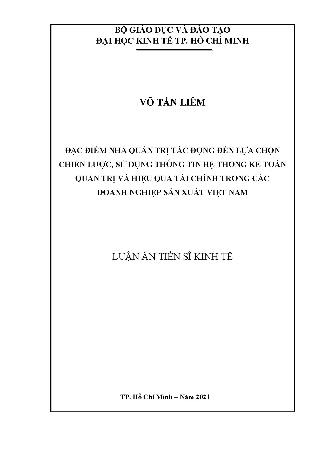 Đặc điểm nhà quản trị & chiến lược KSNB và hiệu quả tài chính Việt Nam