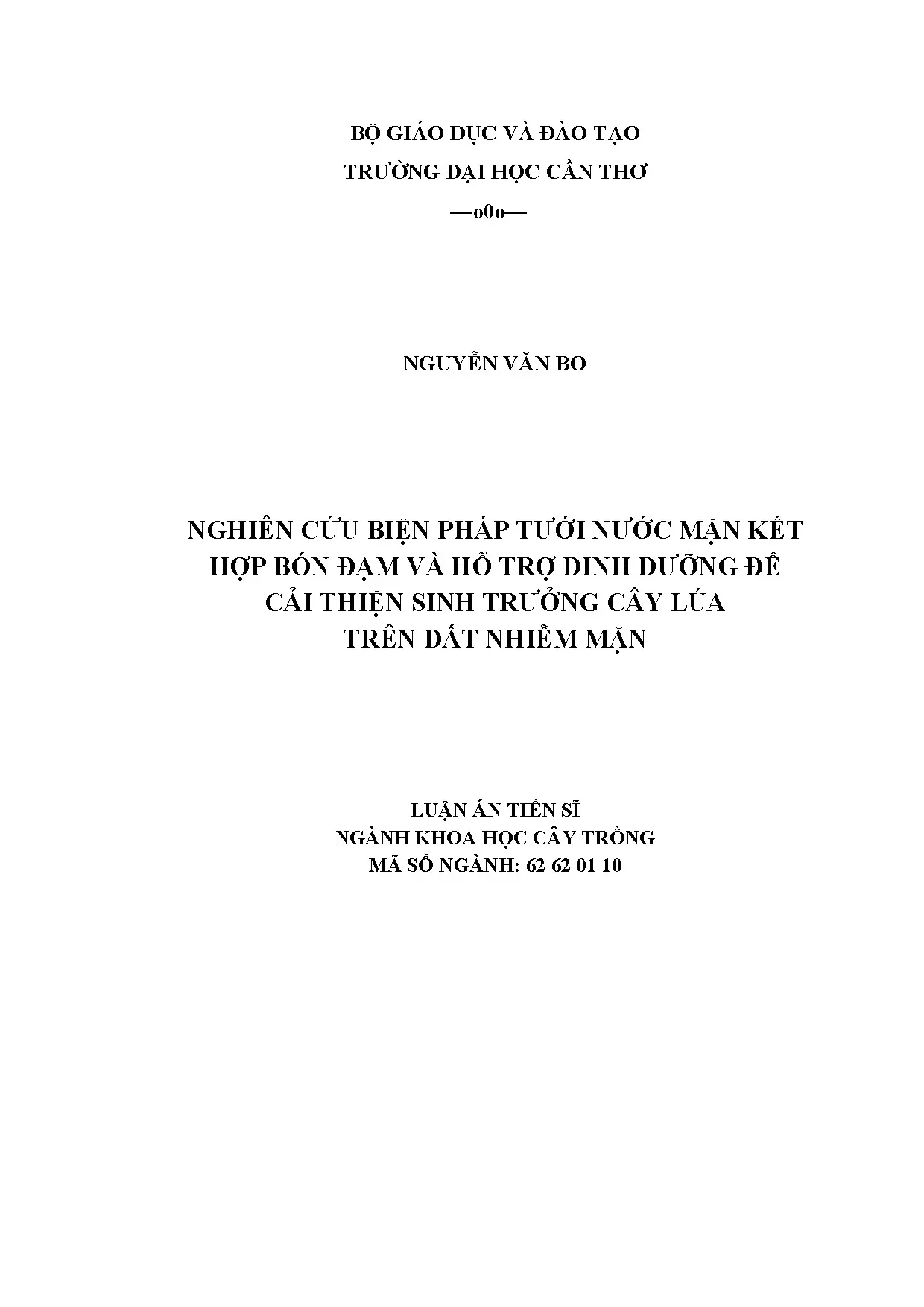 Nghiên cứu tưới nước mặn kết hợp bón đạm cải thiện lúa