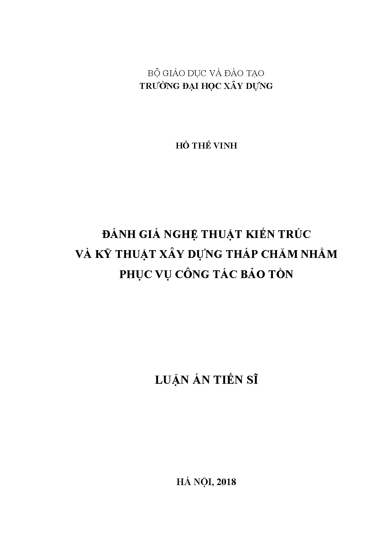 Nghệ thuật & Kỹ thuật Tháp Chăm: Luận án Tiến sĩ Bảo tồn